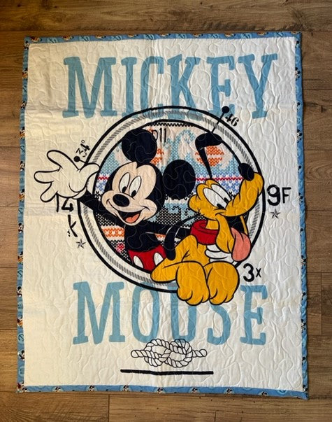 NAUTICAL MICKEY MOUSE & PLUTO PORTHOLE INSPIRED QUILTED BLANKET
