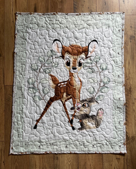 BAMBI THUMPER Inspired Quilted Blanket 36"X44" Bambi nursery to adult lap blanket