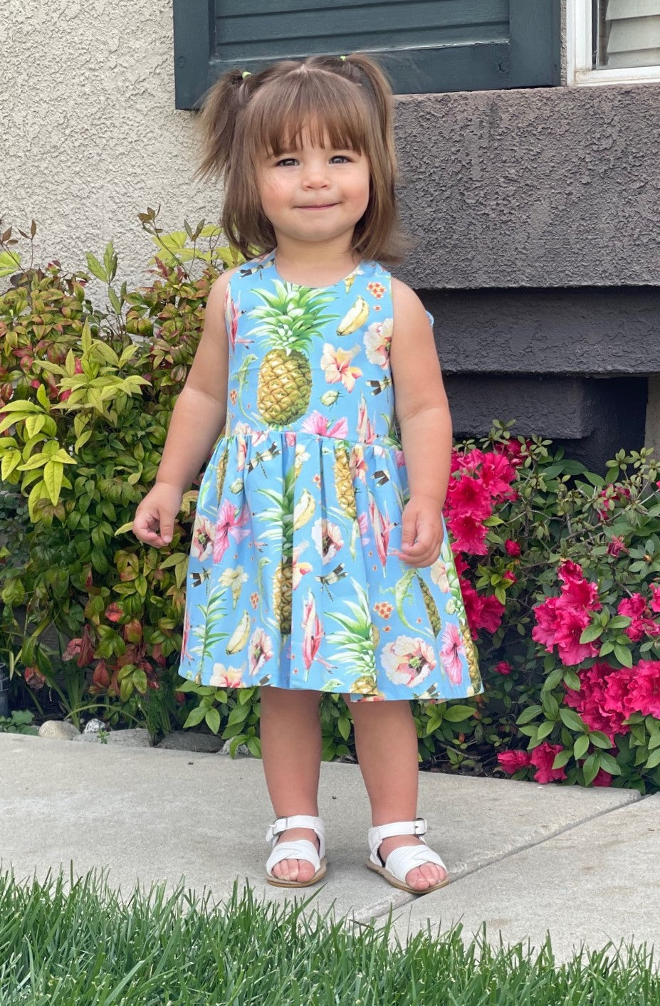 Toddler Girls Halter Hawaiian Pineapple Sundress Sizes 12 Months-5 Yea Toddler Girls Halter Hawaiian Pineapple Sundress Sizes 12 Months-5 Yea