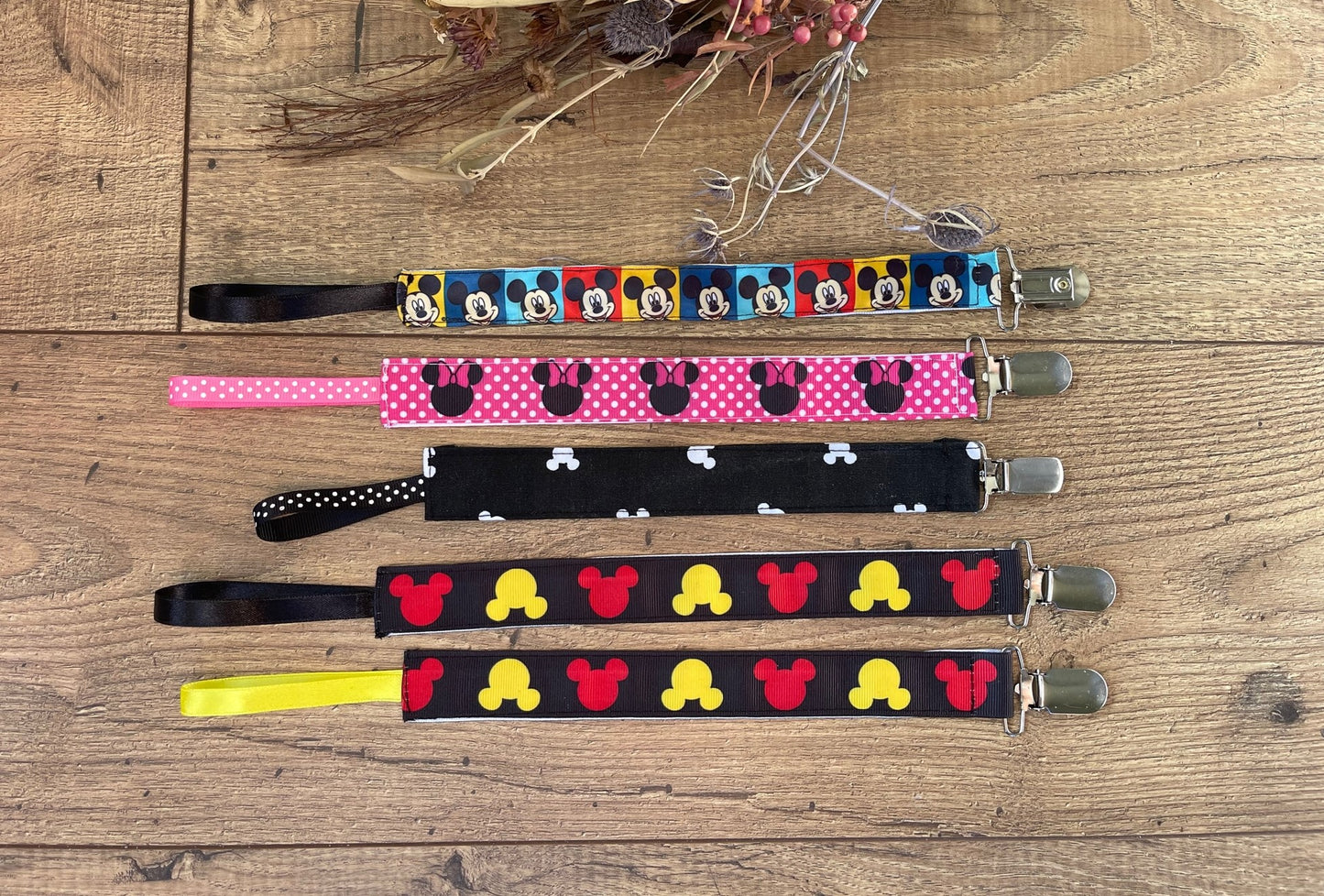 Mickey Mouse Minnie Mouse Pacifier Clips Teether Toy Leash