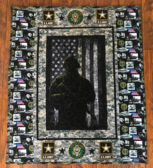 US ARMY MILITARY inspired Quilted Blanket