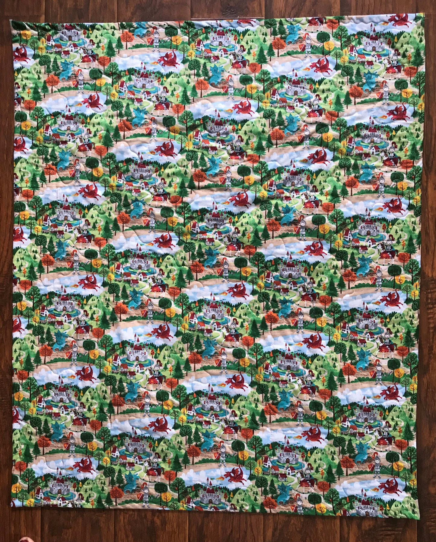 BOYS BRAVE KNIGHTS FIRE BREATHING DRAGONS Baby Child Quilted Blanket Baby Nursery Child Toddler Bedding