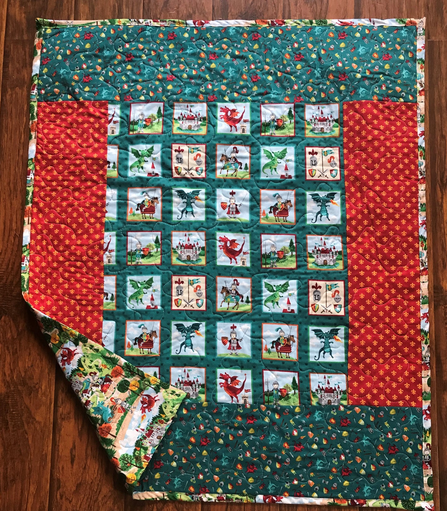 BOYS BRAVE KNIGHTS FIRE BREATHING DRAGONS Baby Child Quilted Blanket Baby Nursery Child Toddler Bedding