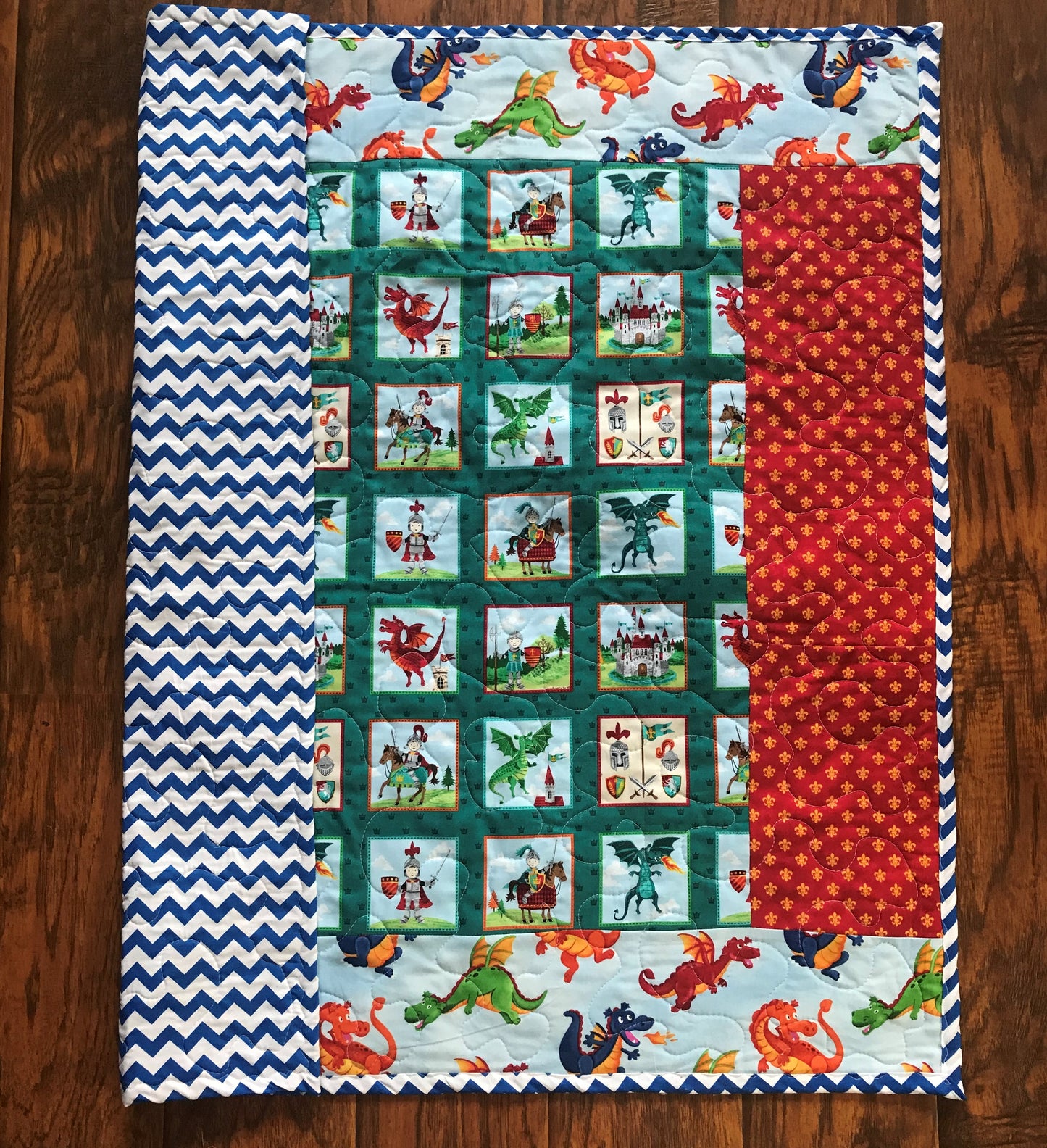BOYS BRAVE KNIGHTS FIRE BREATHING DRAGONS Quilted Blanket