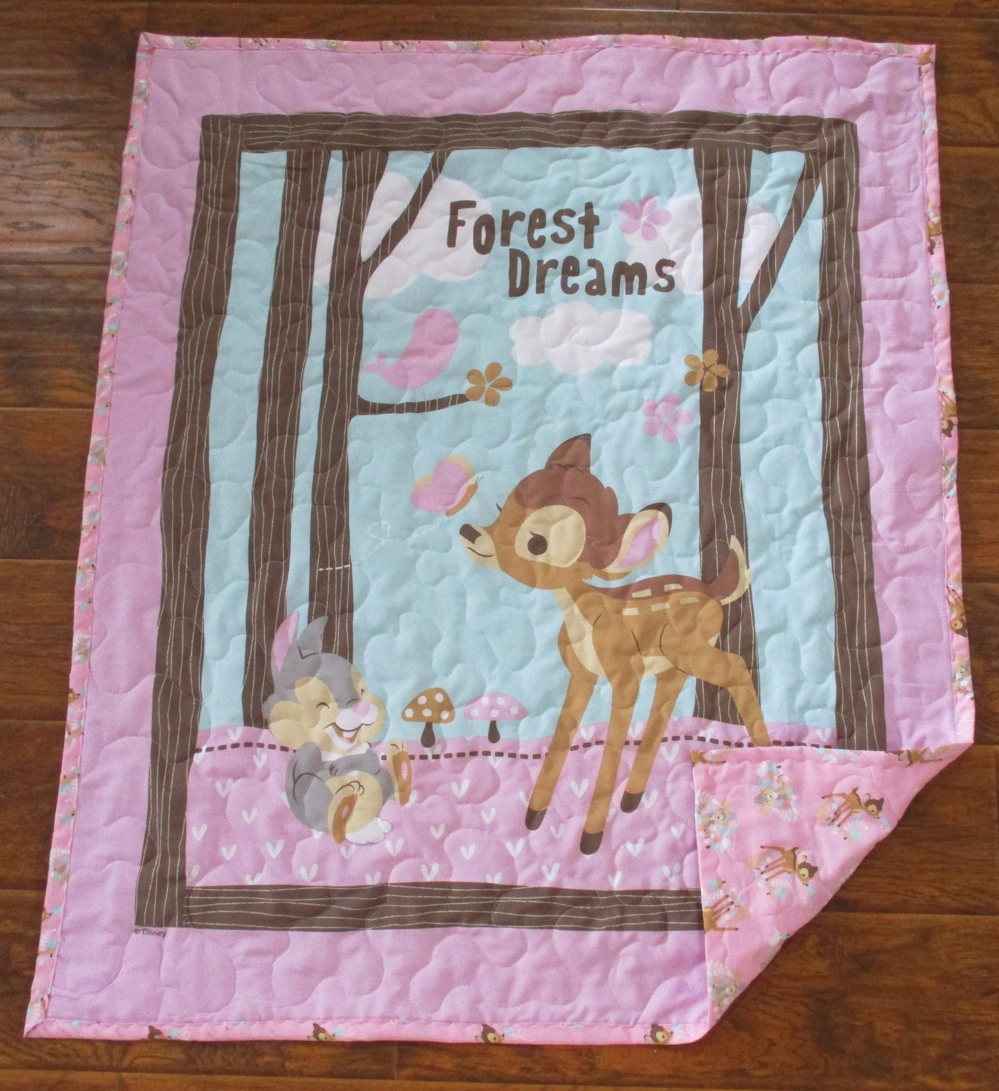 BAMBI THUMPER & FLOWER Inspired Quilted Blanket FOREST DREAMS