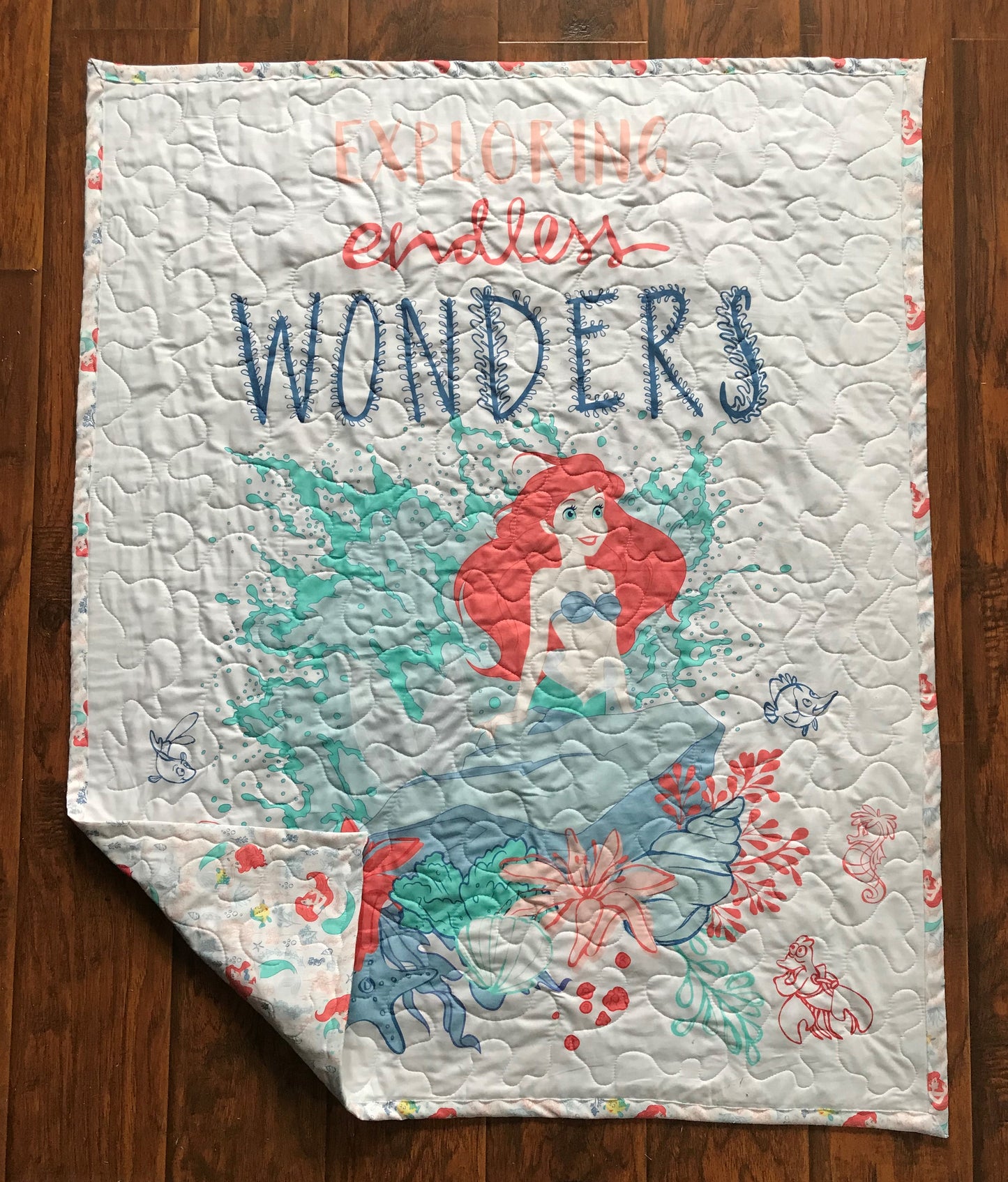 LITTLE MERMAID ARIEL EXPLORING ENDLESS WONDERS Inspired Quilted Blanket