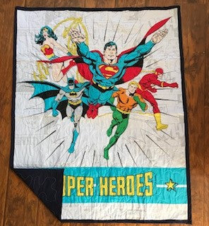SUPERHEROES DC COMIC JUSTICE LEAGUE Inspired Quilted Blanket