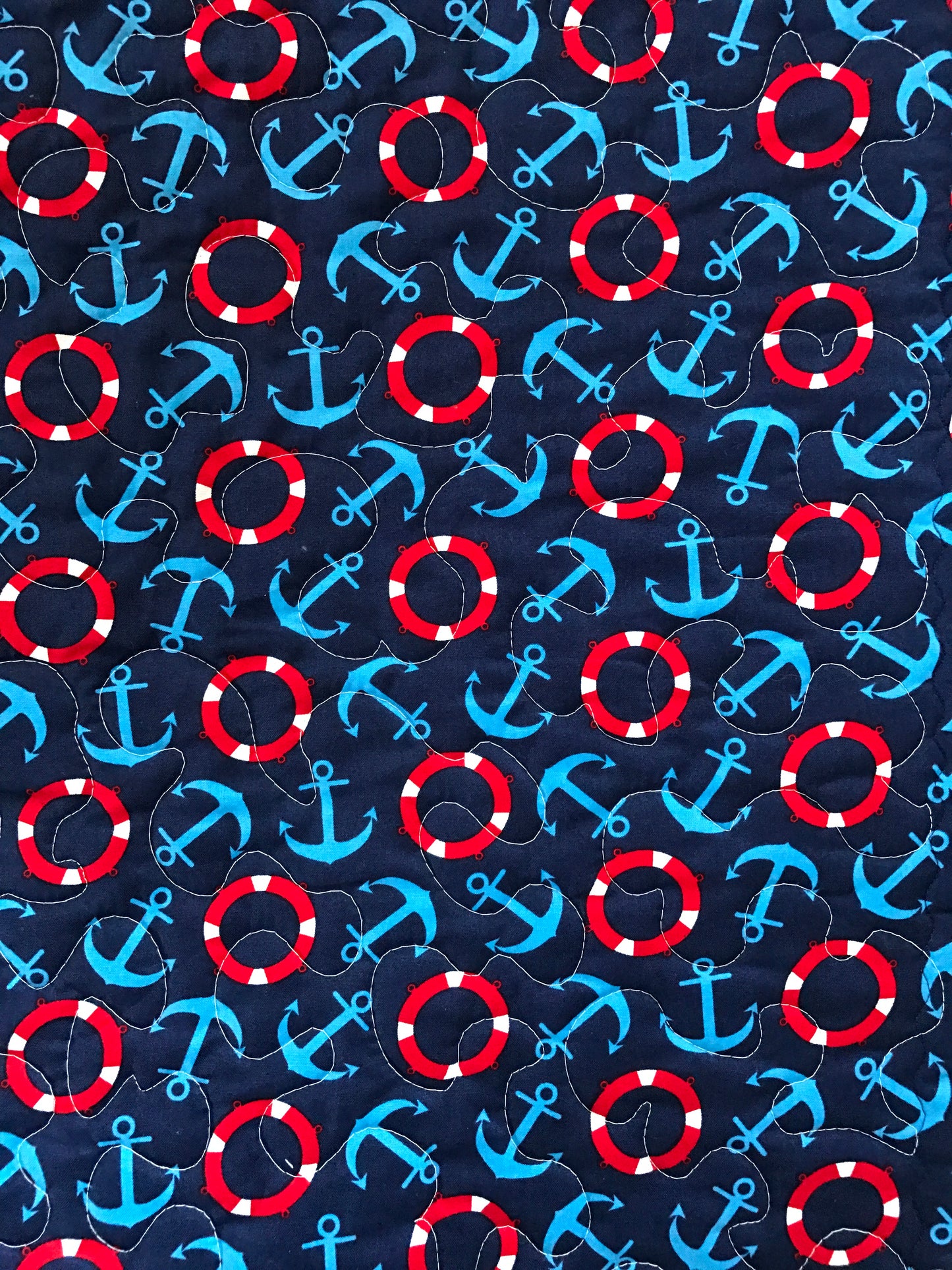 Nautical Whale of a Tale Baby Child Quilted Blanket Lighthouse, Whale, Sea Crab Nursery Bedding