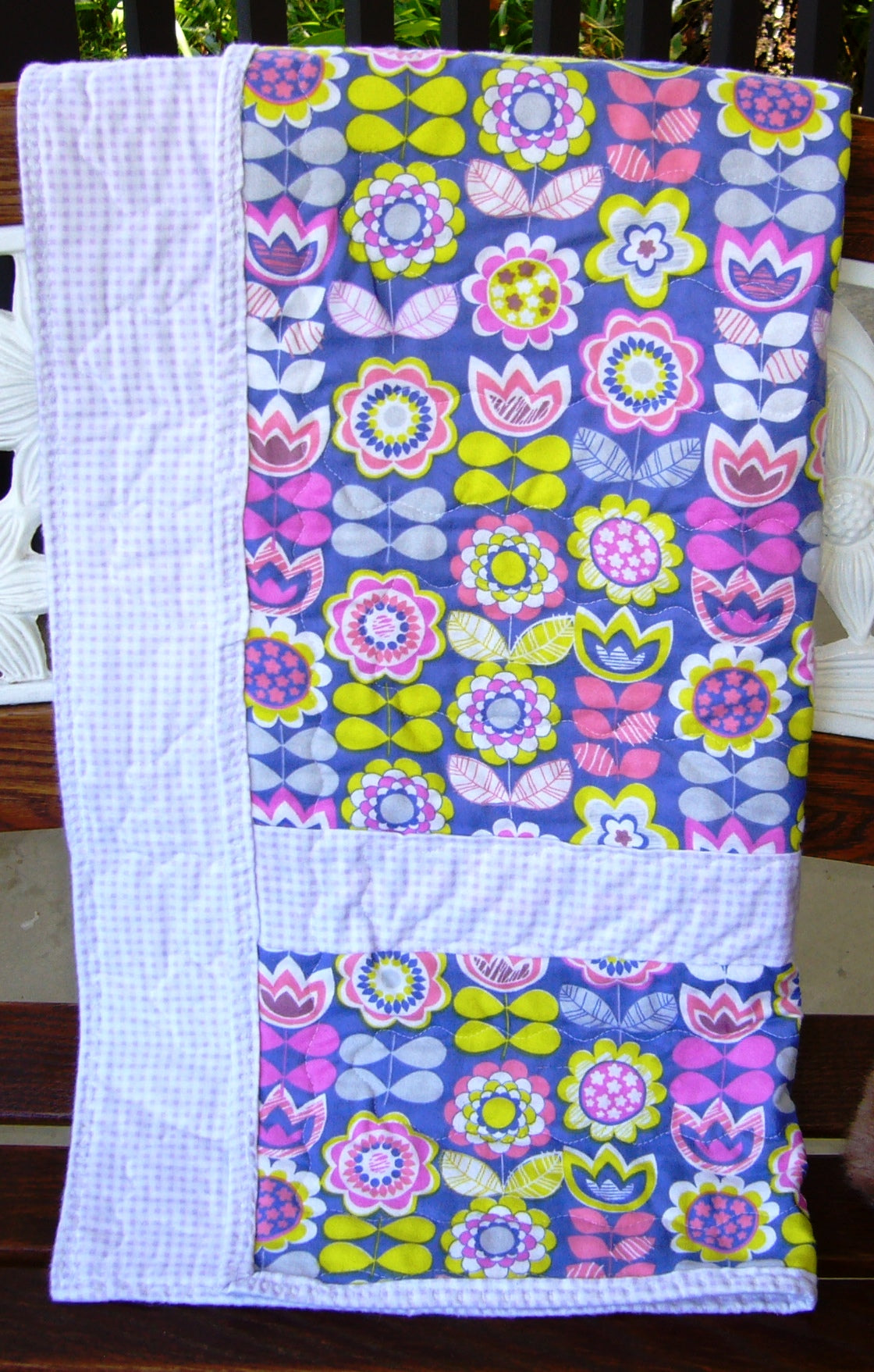 Purple Spring Flowers Soft Flannel Receiving Blanket Yellow Purple Pink Baby Nursery Child Toddler Bedding to Adult Lap Blanket