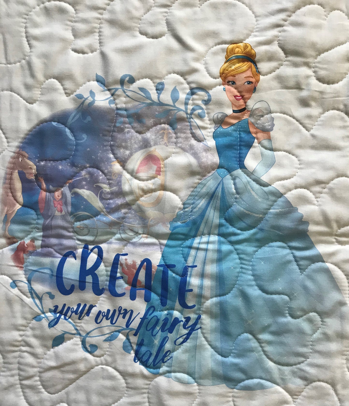 PRINCESSES, JASMINE, ARIEL, CINDERELLA & MULAN INSPIRED QUILTED BLANKET REVERISBLE