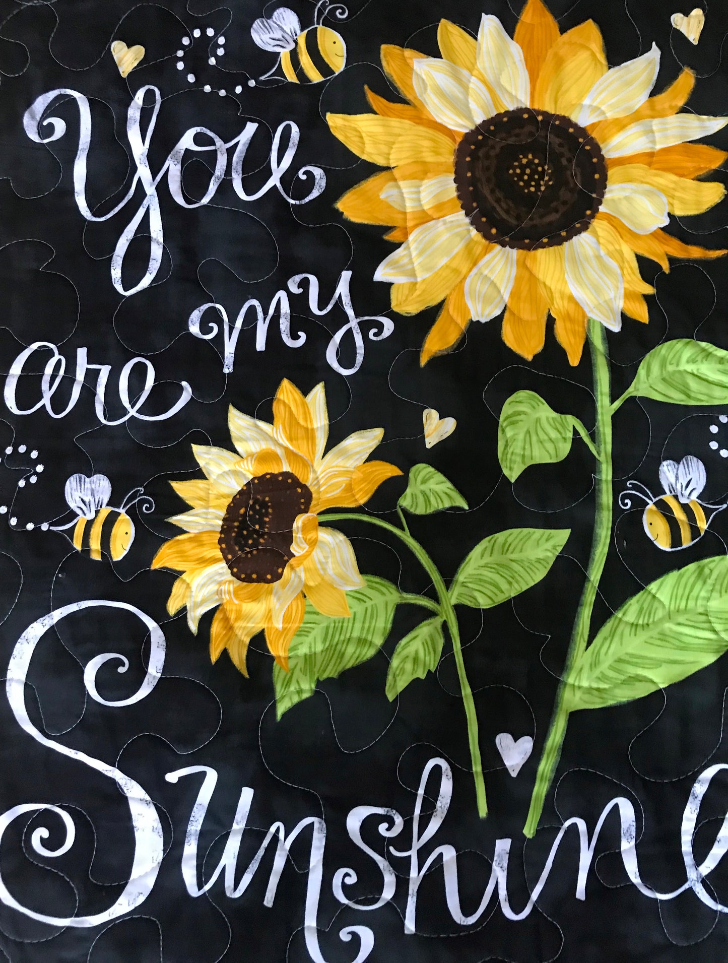 You Are My Sunshine Sunflower Bees Inspired Quilted Blanket