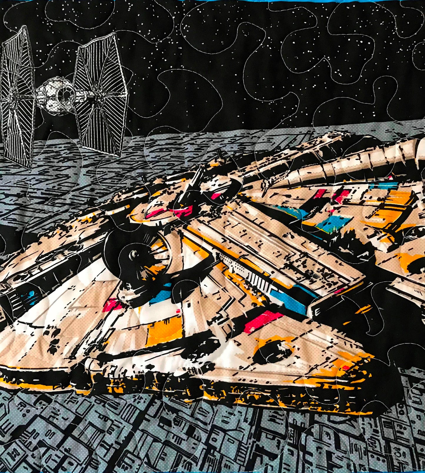 Star Wars Millennium Falcon inspired Quilted Blanket with soft flannel backing