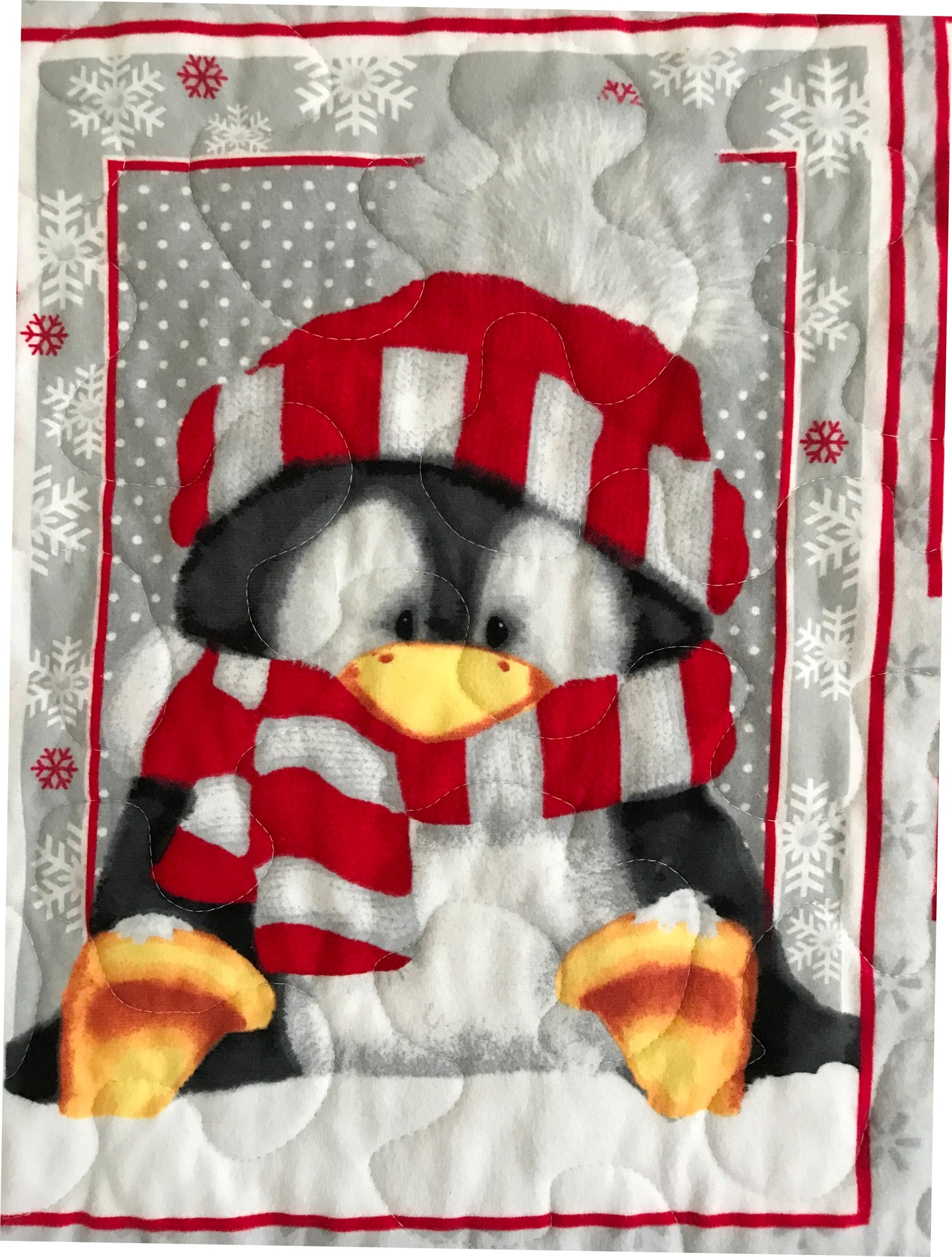 Winter Artic Penguins & Polar Bear Friends Soft Flannel Front Quilted Blanket Nursery Child Baby Toddler bedding
