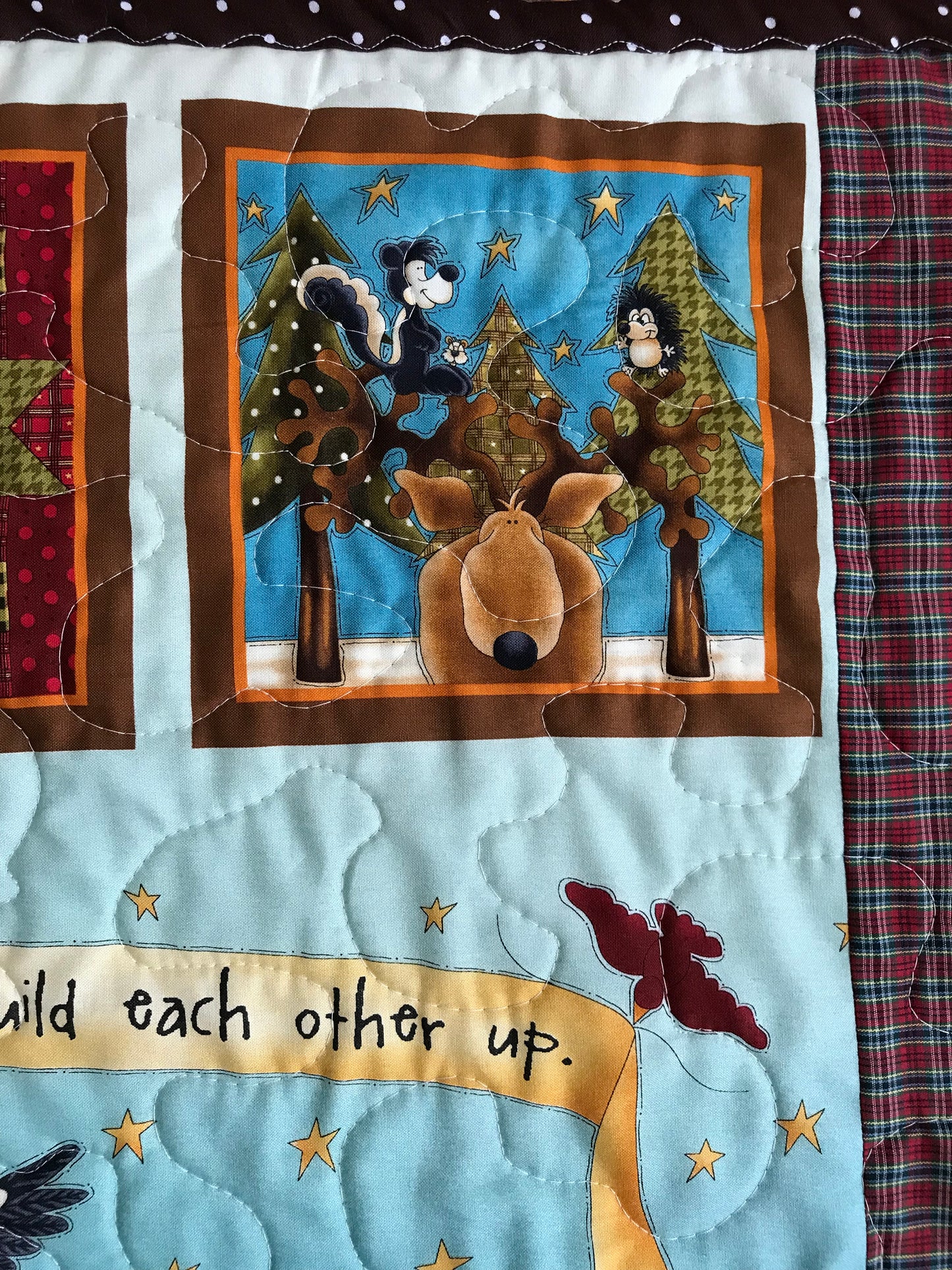 Encourage One Another and Build Each Other Up Forest Animals Quilted Blanket
