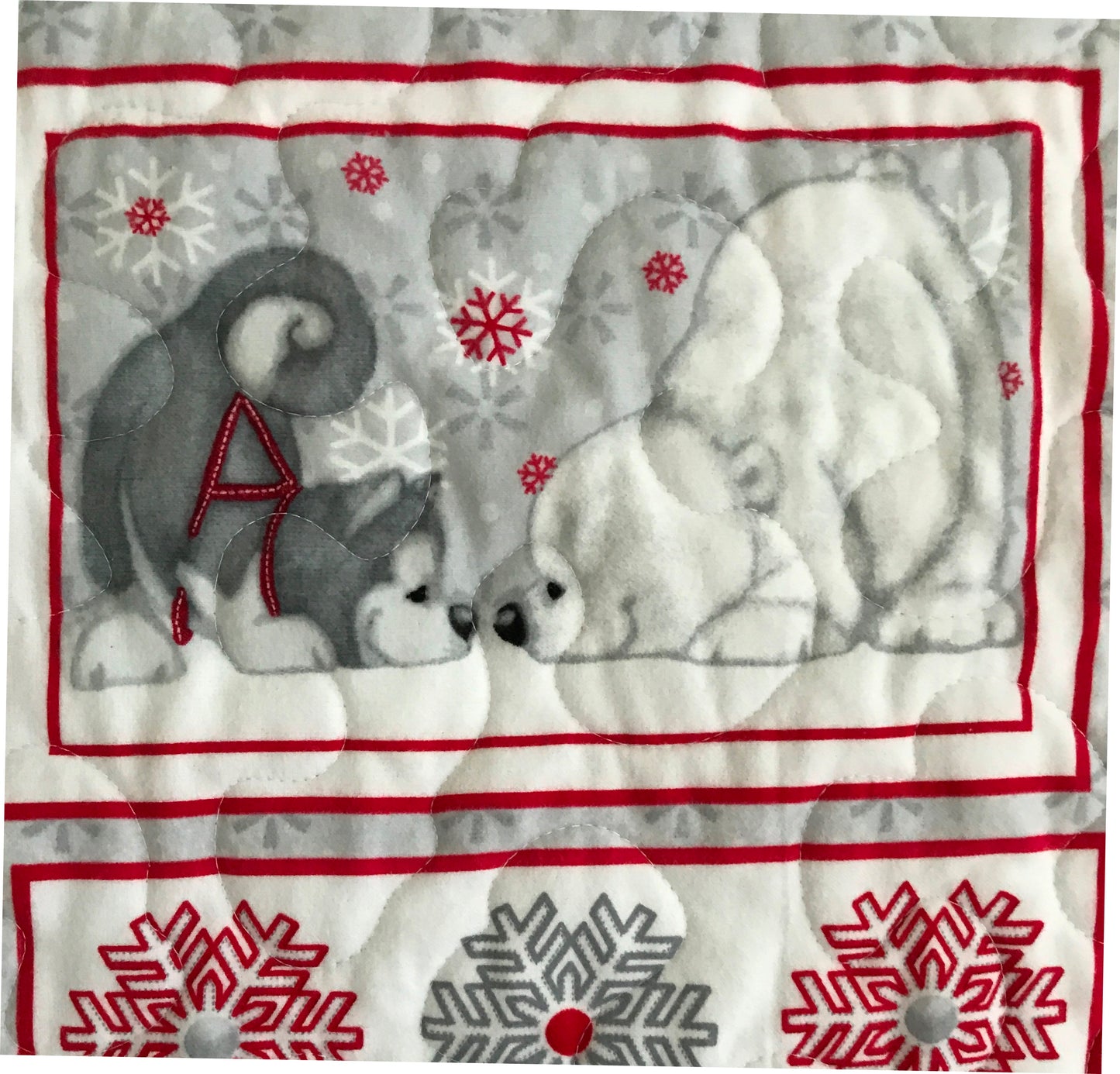Winter Artic Penguins & Polar Bear Friends Soft Flannel Front Quilted Blanket Nursery Child Baby Toddler bedding