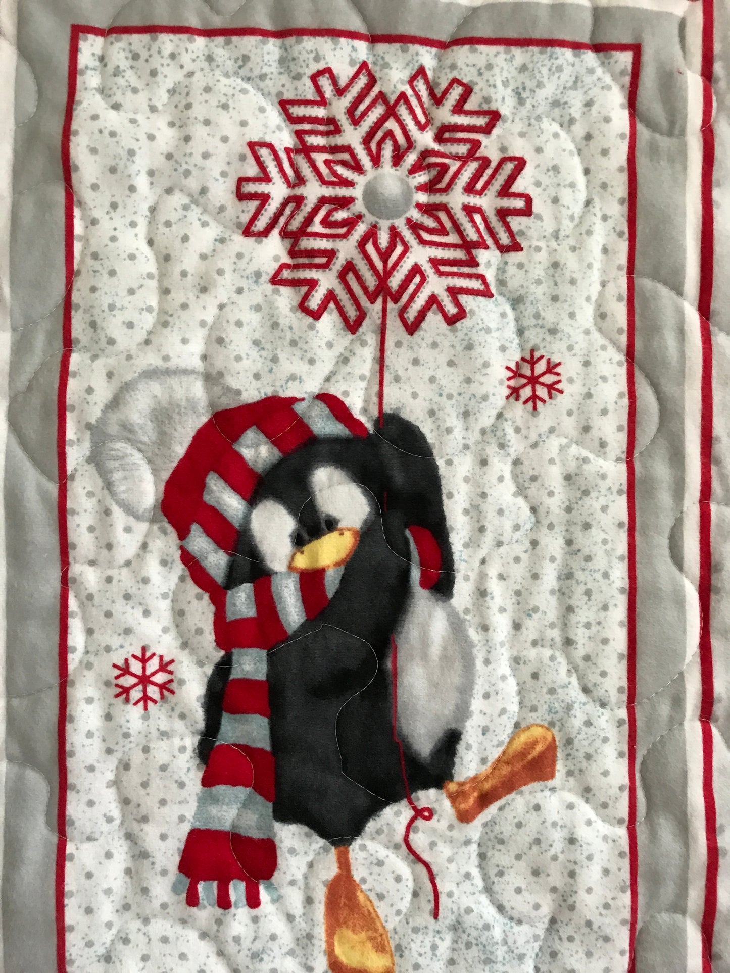 Winter Artic Penguins & Polar Bear Friends Soft Flannel Front Quilted Blanket Nursery Child Baby Toddler bedding
