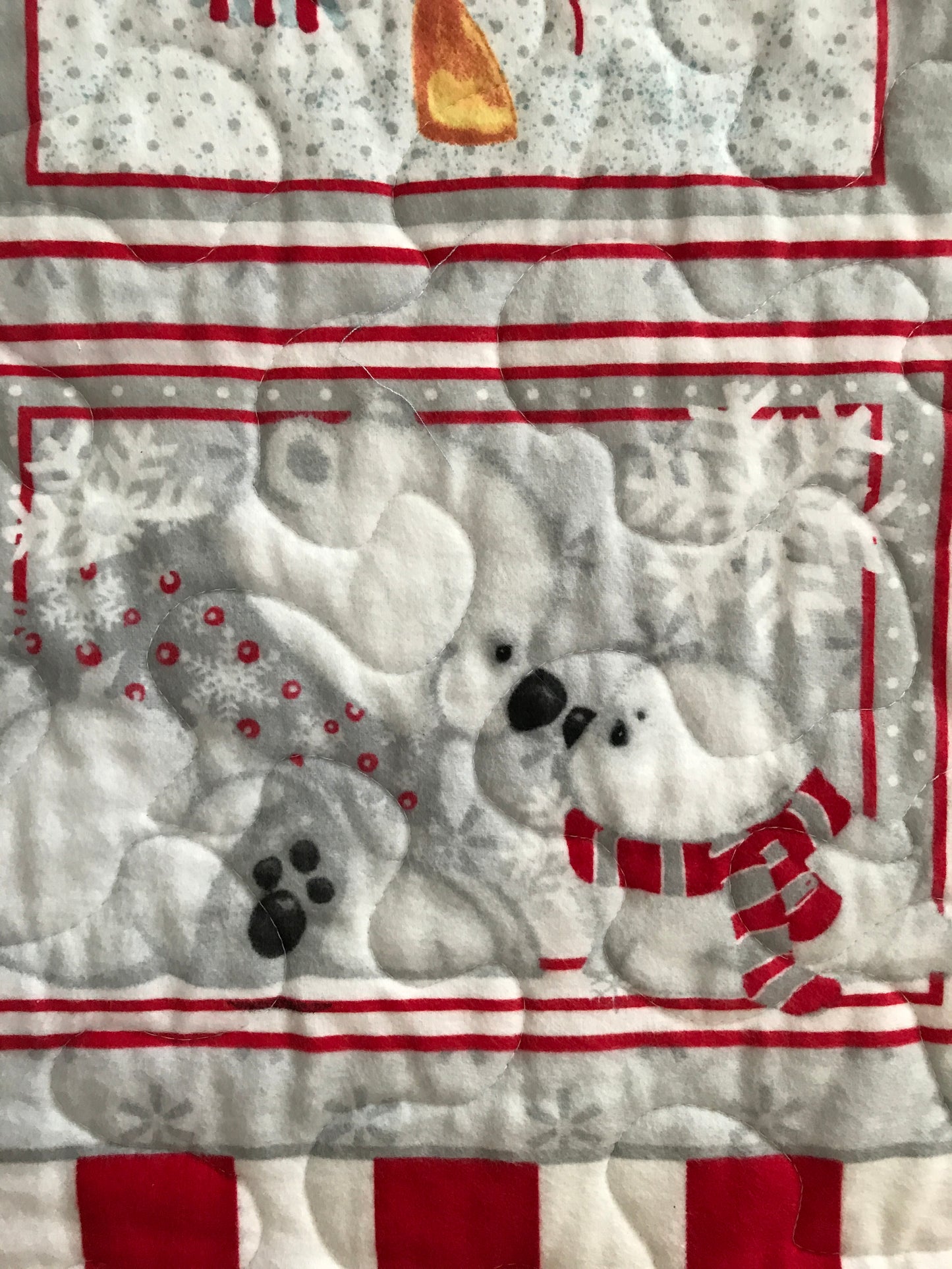 Winter Artic Penguins & Polar Bear Friends Soft Flannel Front Quilted Blanket Nursery Child Baby Toddler bedding