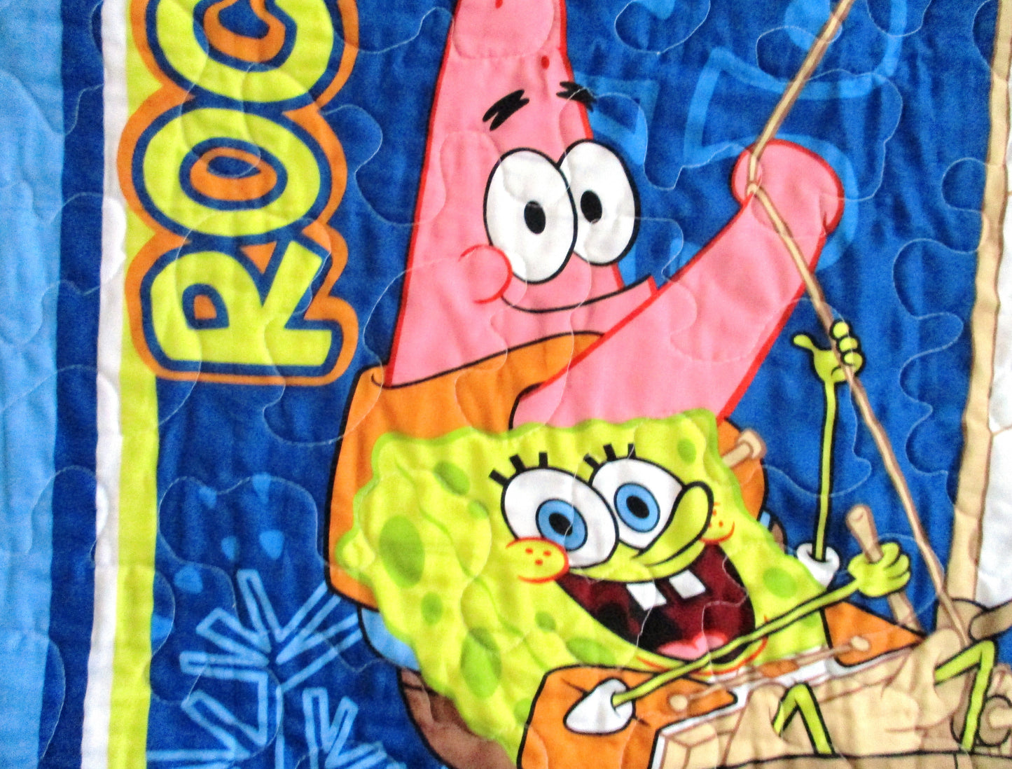 SPONGEBOB SQUAREPANTS & PATRICK *ROCKIN' THE BOAT* inspired Quilted Blanket Baby Nursery Child Toddler Bedding to Adult Lap Blanket