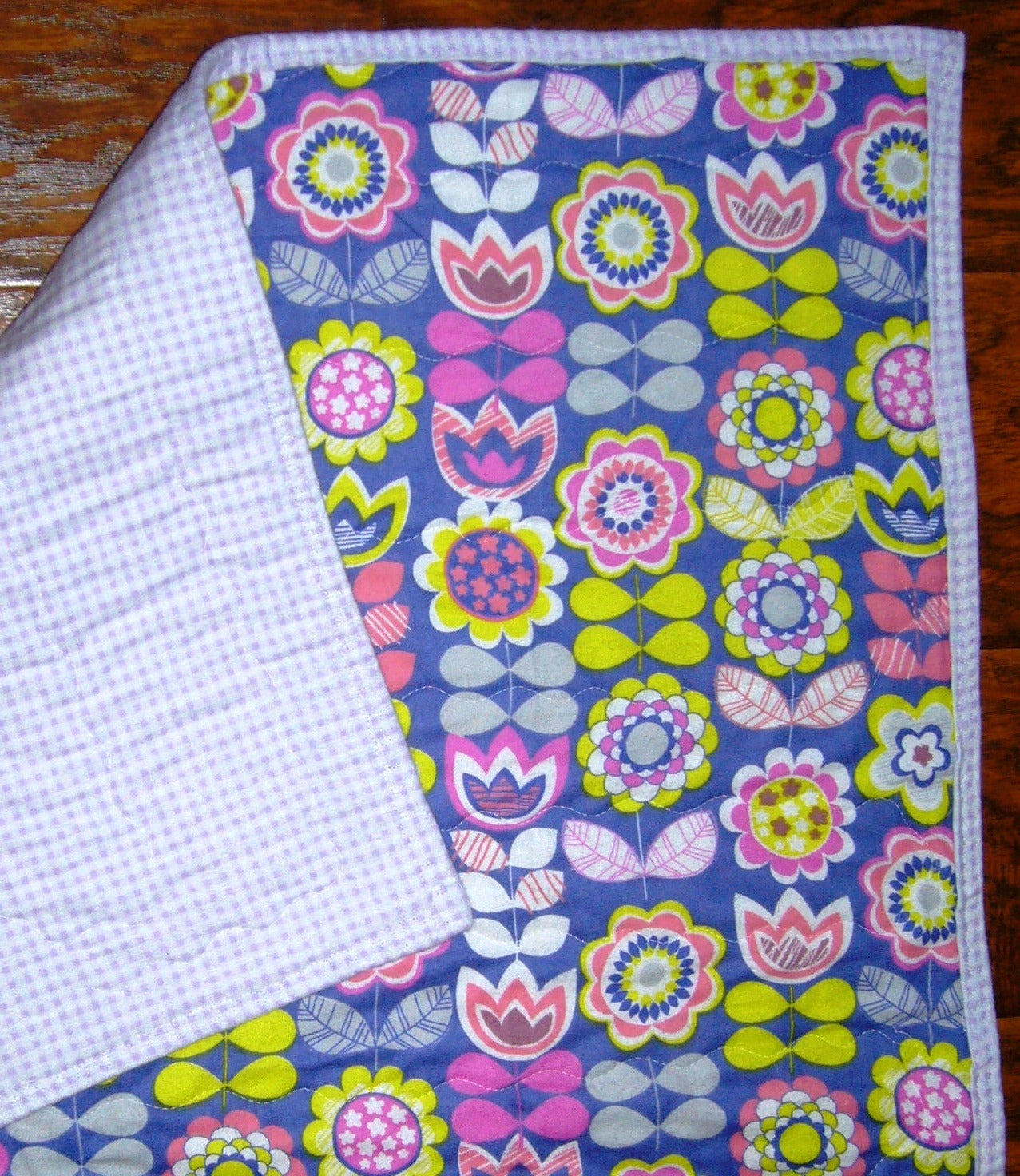 Purple Spring Flowers Soft Flannel Receiving Blanket Yellow Purple Pink Baby Nursery Child Toddler Bedding to Adult Lap Blanket