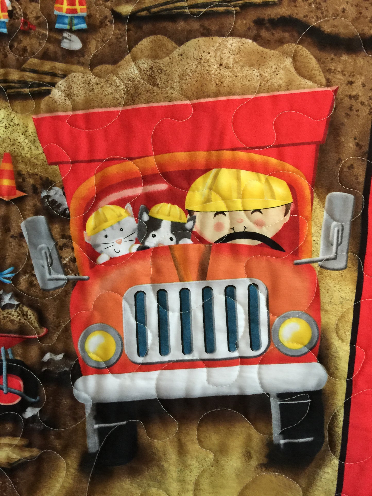 Boys Dig It Construction Dump Trucks Mixer Bulldozer Quilted Blanket