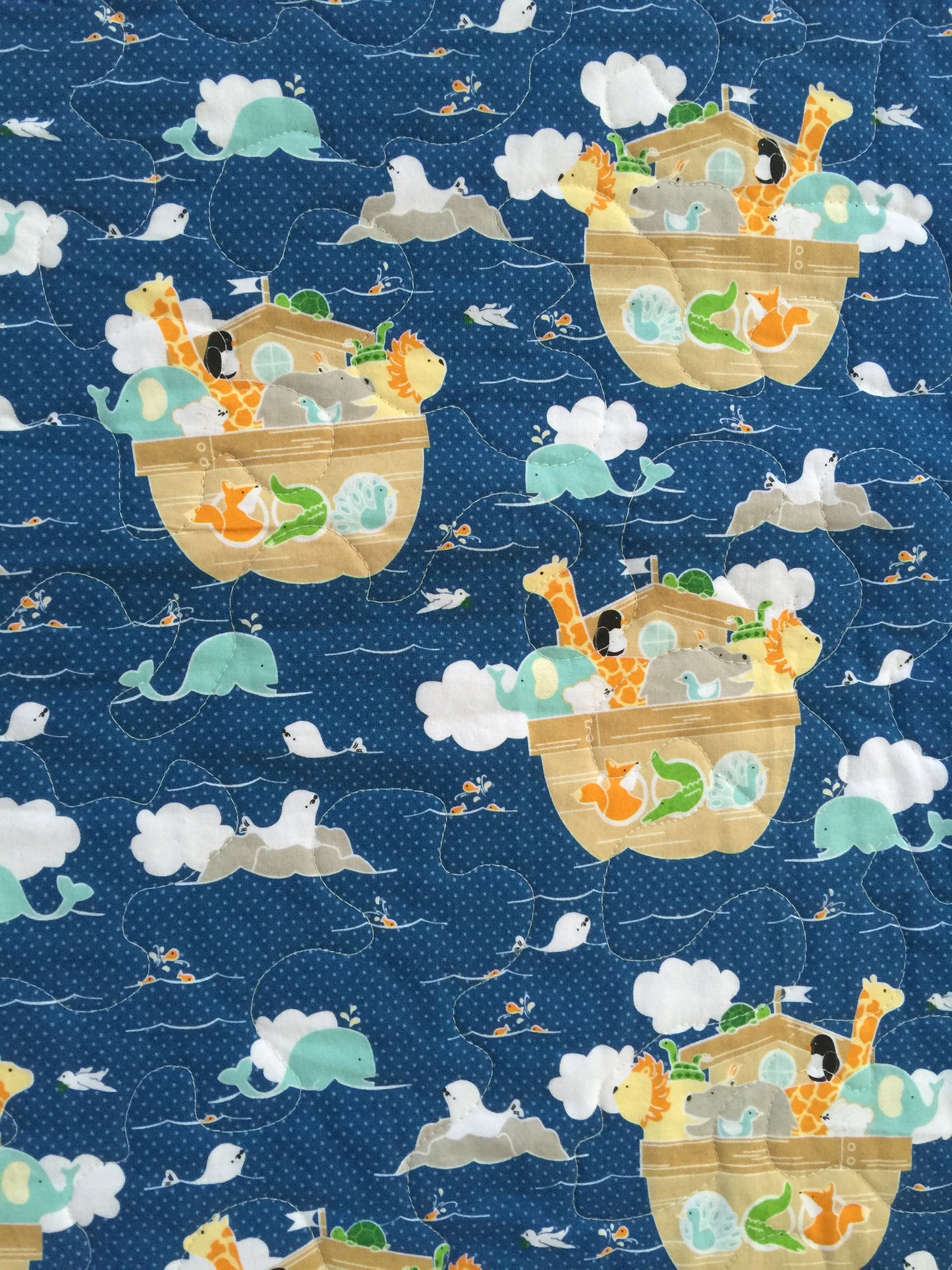 NOAH'S ARK Pastel Quilted Blanket Nursery Child Toddler Bedding to Adult Lap Blanket
