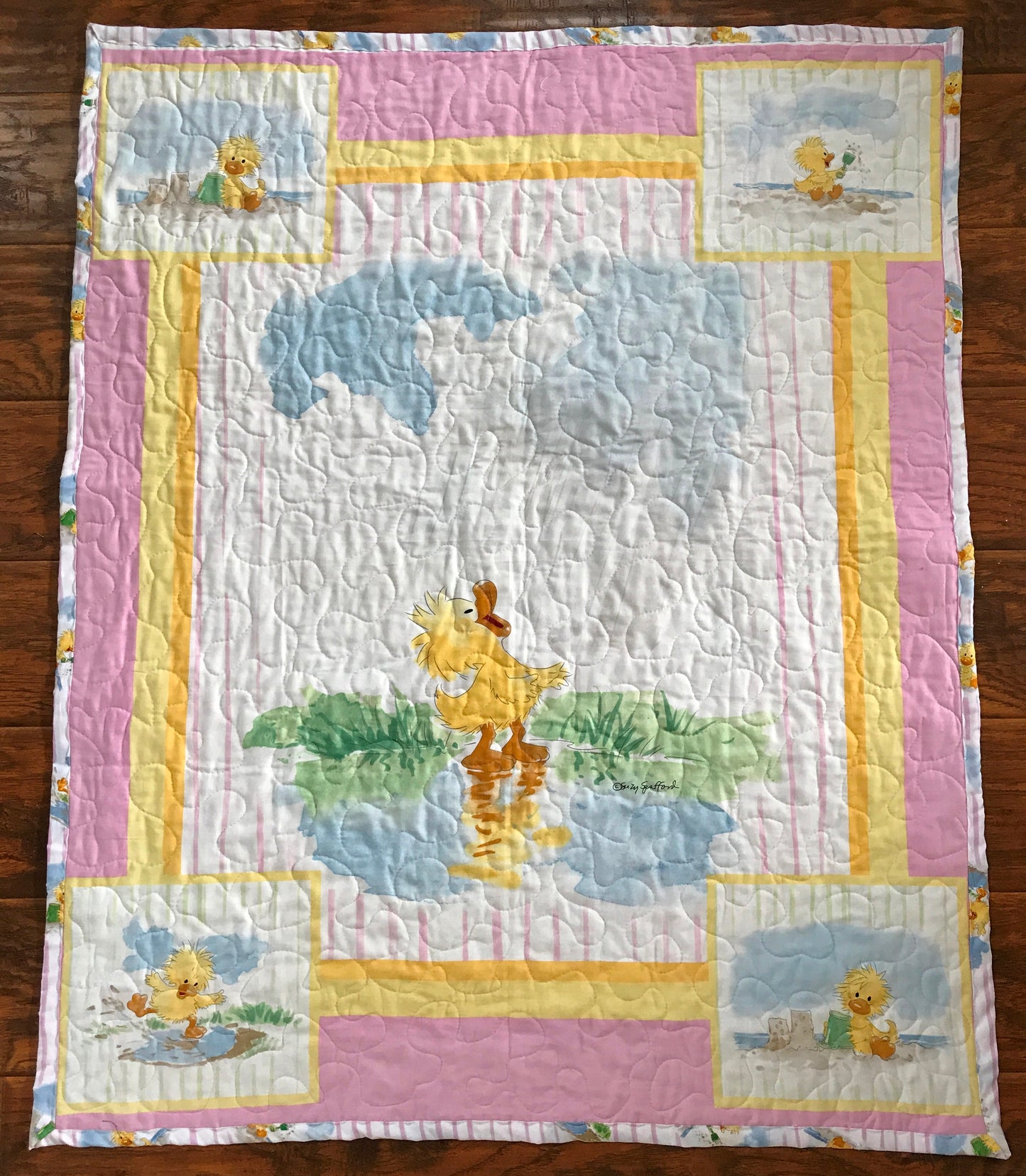 Raining Day Duck Puddle Fun Baby Child Quilted Blanket Baby Nursery Gender Neutral Bedding