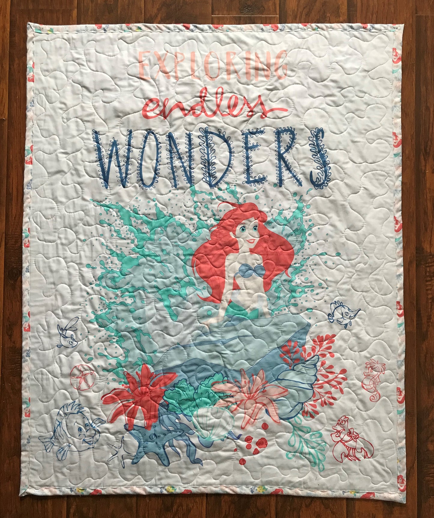 LITTLE MERMAID ARIEL EXPLORING ENDLESS WONDERS Inspired Baby Child Quilted Blanket