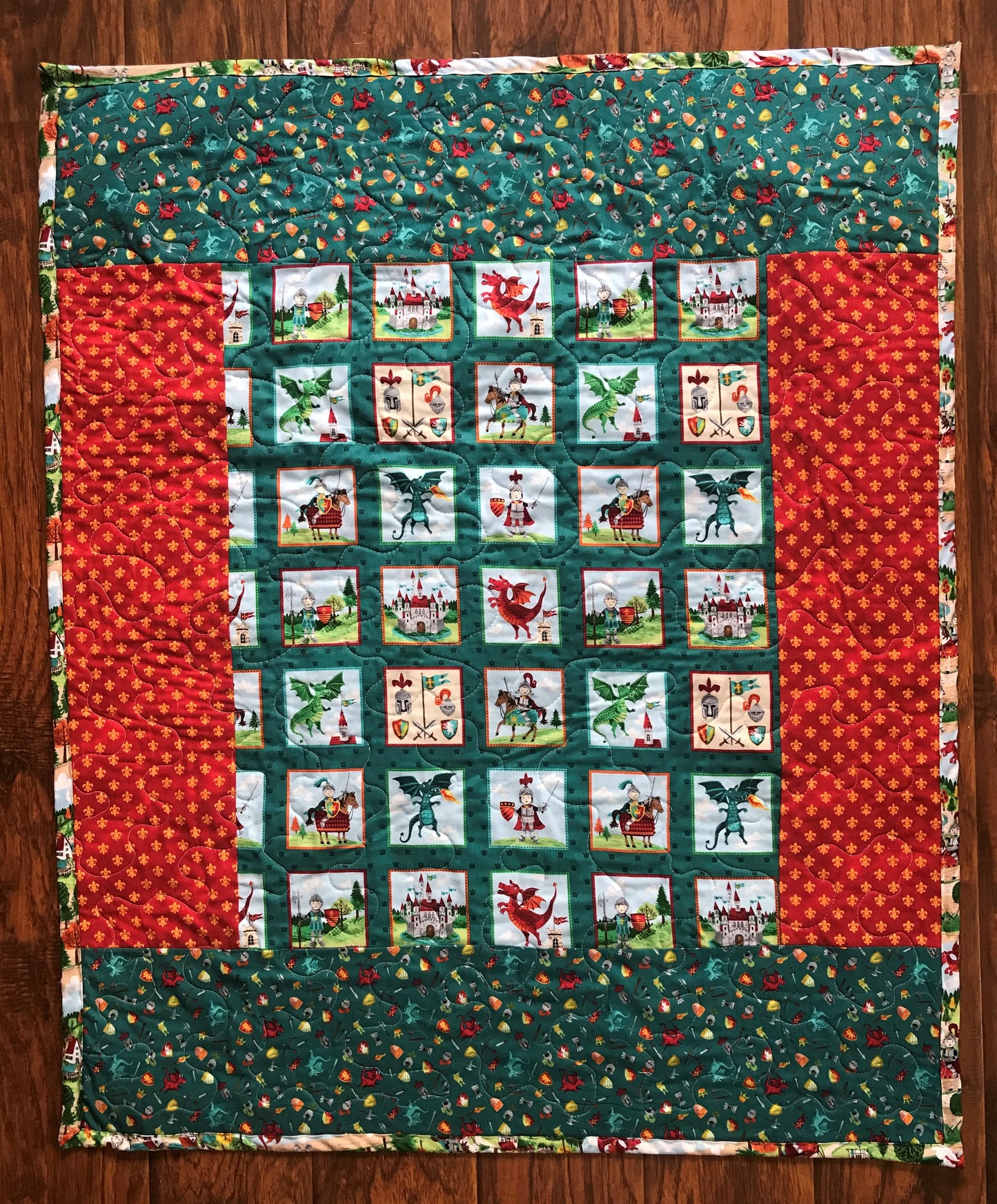 BOYS BRAVE KNIGHTS FIRE BREATHING DRAGONS Baby Child Quilted Blanket Baby Nursery Child Toddler Bedding