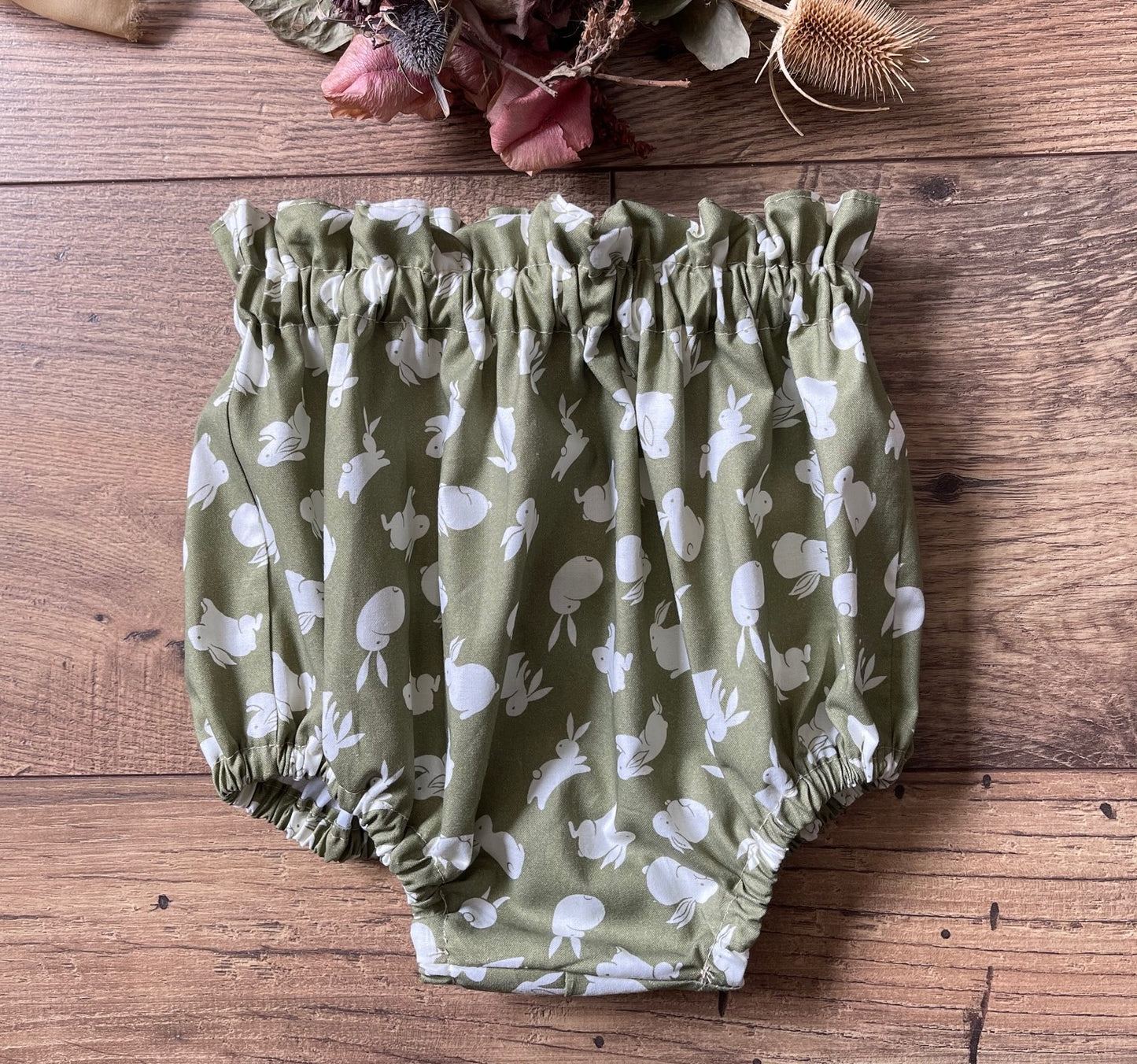 Baby Diaper Cover Bunny Rabbits Green Infant & Toddler Boho High Rise Bloomers