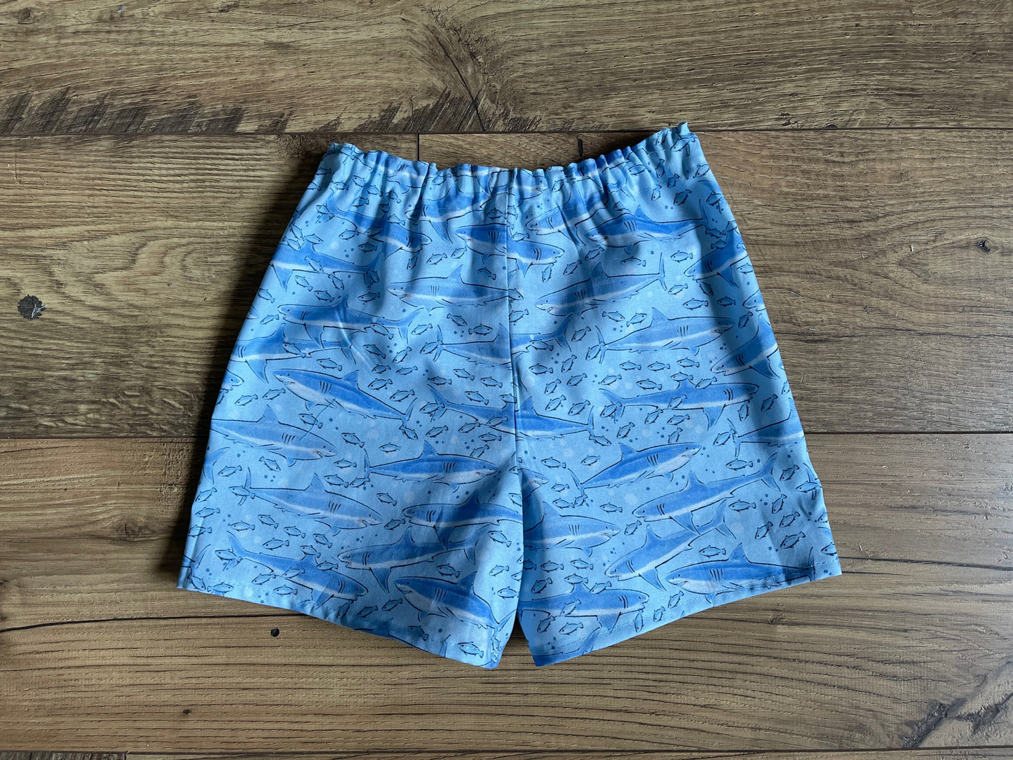 Child Shorts Boys Sharks Light Blue Board Shorts Sizes 3 Months-6 Years