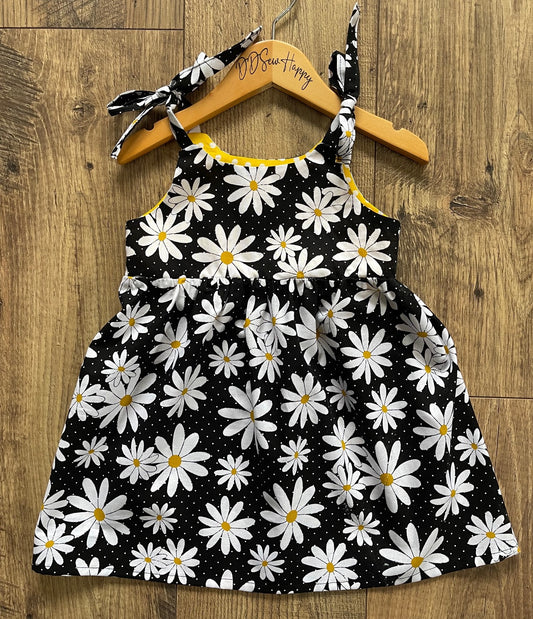 Girls, Infants and Toddlers DAISY BLACK DOTS Boho Style Sundress with Shoulder Ties