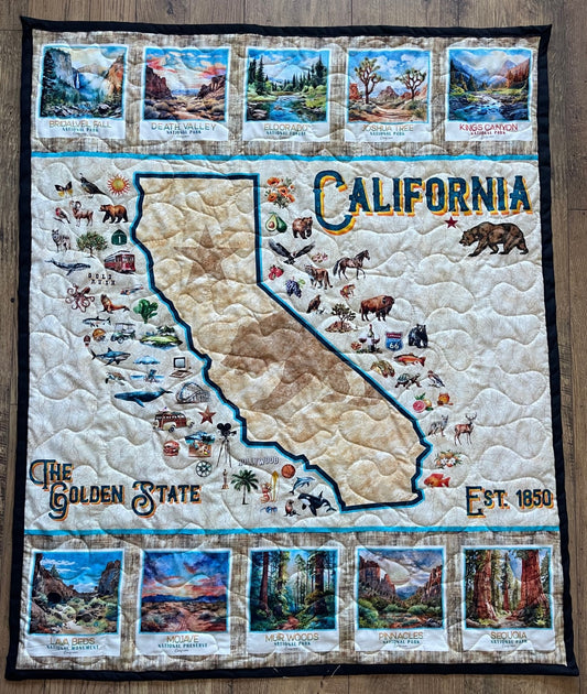 CALIFORNIA THE GOLDEN STATE Inspired Quilted Blanket