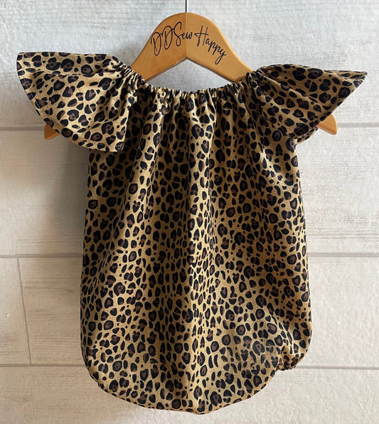 Infant & Toddler Girl's Boho CHEETAH Style One Piece Romper Sunsuit