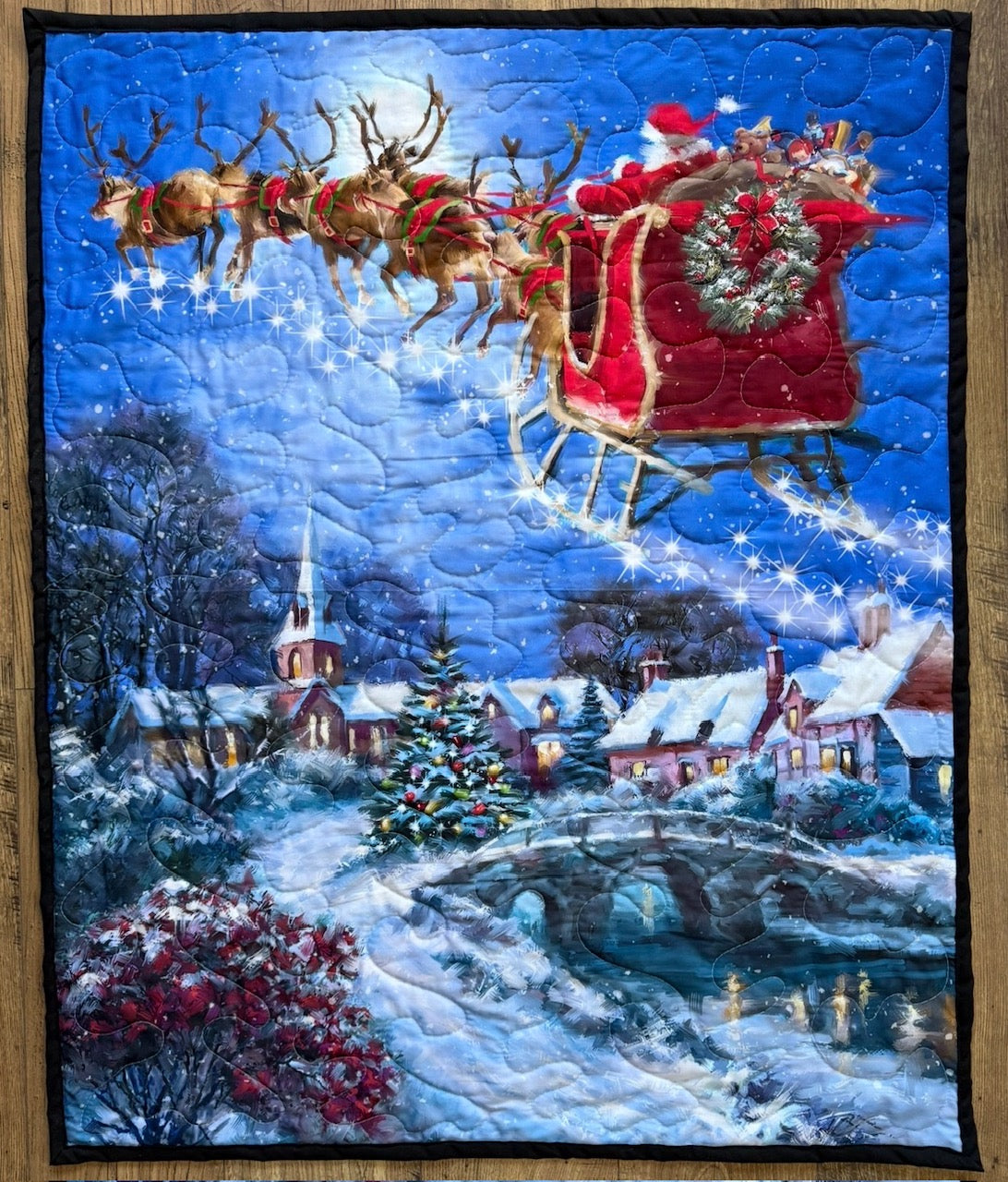 HERE COMES SANTA CLAUS MERRY CHRISTMAS Quilted Blanket