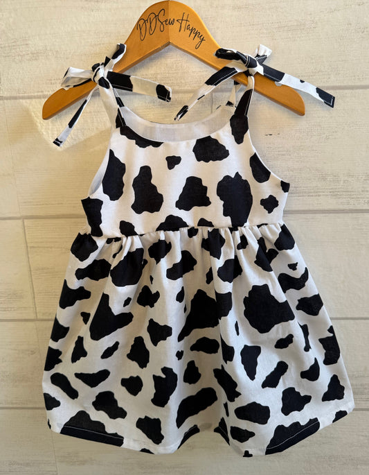 Girls and Toddlers COWHIDE Inspired Boho Style Sundress with Shoulder Ties