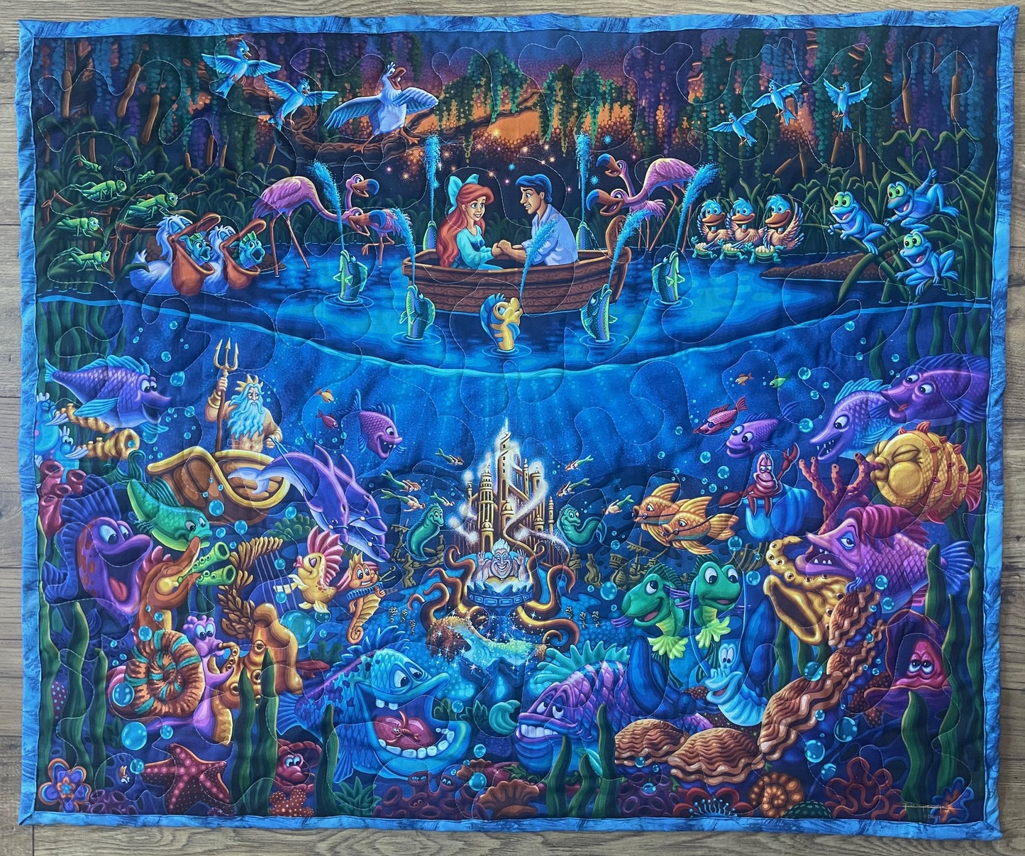 LITTLE MERMAID ARIEL Inspired Beautifully Digital Photographed Fabric Quilted Blanket 36"x44"