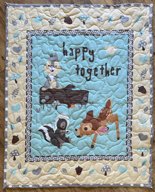 BAMBI, FLOWER & THUMPER HAPPY TOGETHER Quilted Blanket