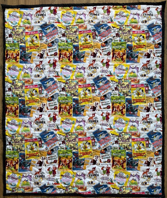 DISNEY CLASSICS CARTOON MOVIE POSTERS Inspired Quilted Blanket