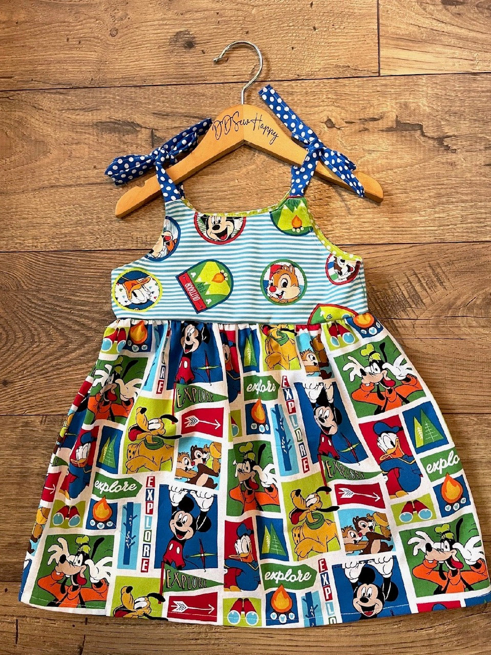 Girls and Toddlers *OUTSIDE EXPLORE* MICKEY, GOOFY, CHIP & DALE, PLUTO, DONALD DUCK Boho Style Sundress