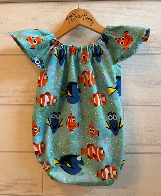 Infant & Toddler Girl's FINDING DORY & NEMO Inspired Boho Style One Piece Romper