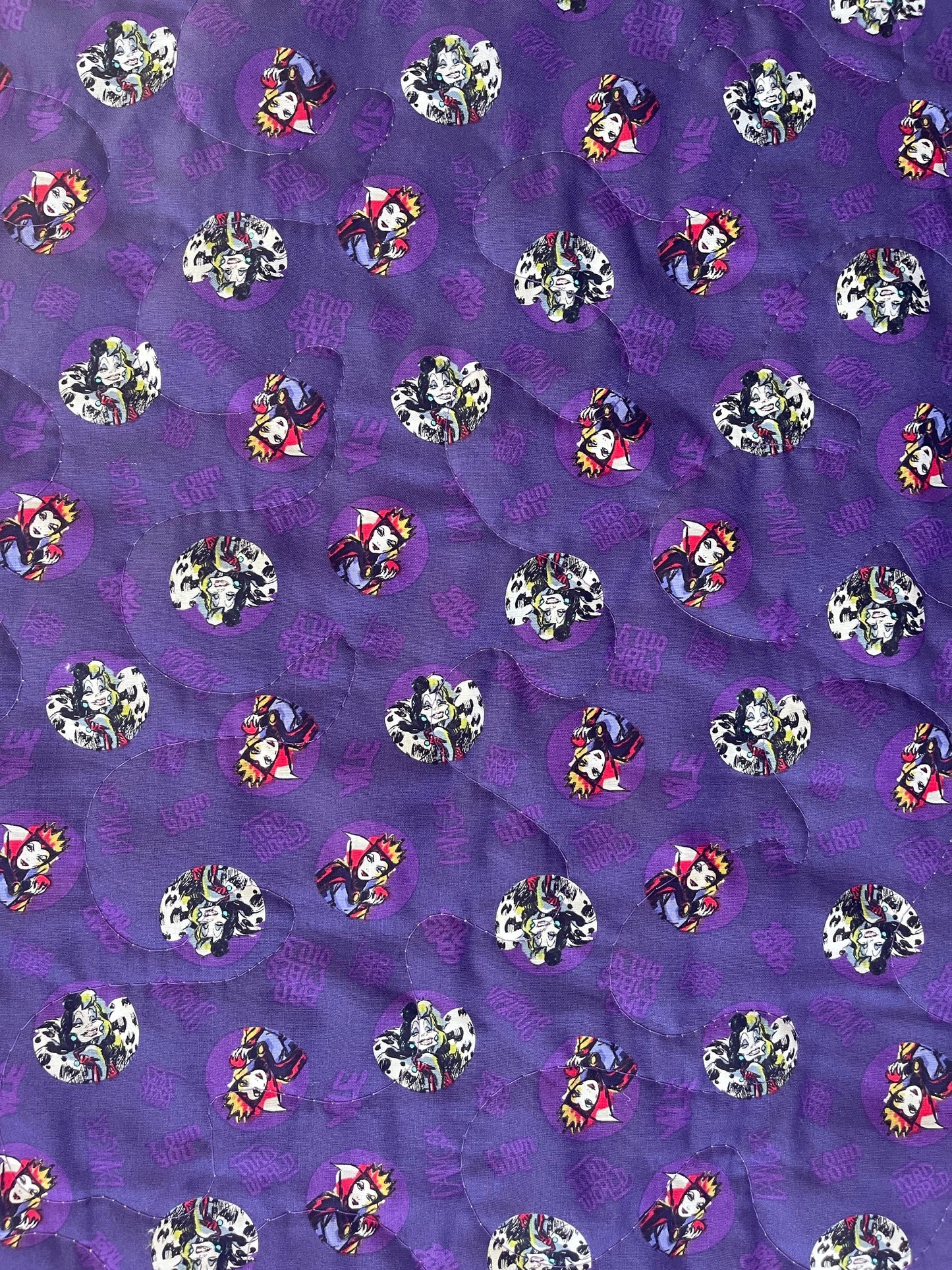 DISNEY INCREDIBLY FABULOUS VILLAINS, URSULA, EVIL WITCH, CRUELLA DE VIL, MALEFICENT INSPIRED QUILTED BLANKET