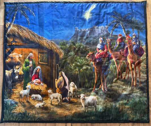 CHRISTMAS NATIVITY LITTLE TOWN OF BETHLEHEM BABY JESUS 3 WISE MEN BEAUTIFUL BRIGHT COMFORTER BLANKET