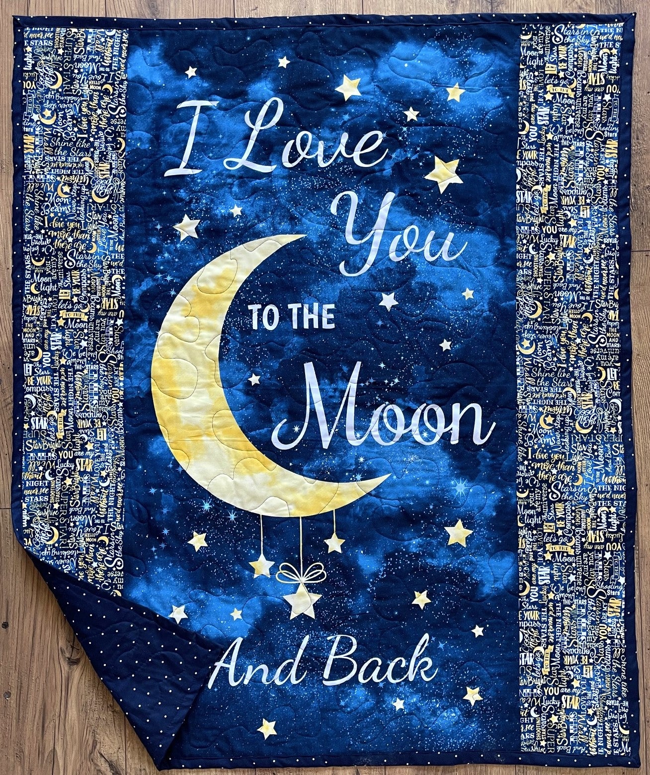 I LOVE YOU TO THE MOON AND BACK 36"X44" QUILTED BLANKET