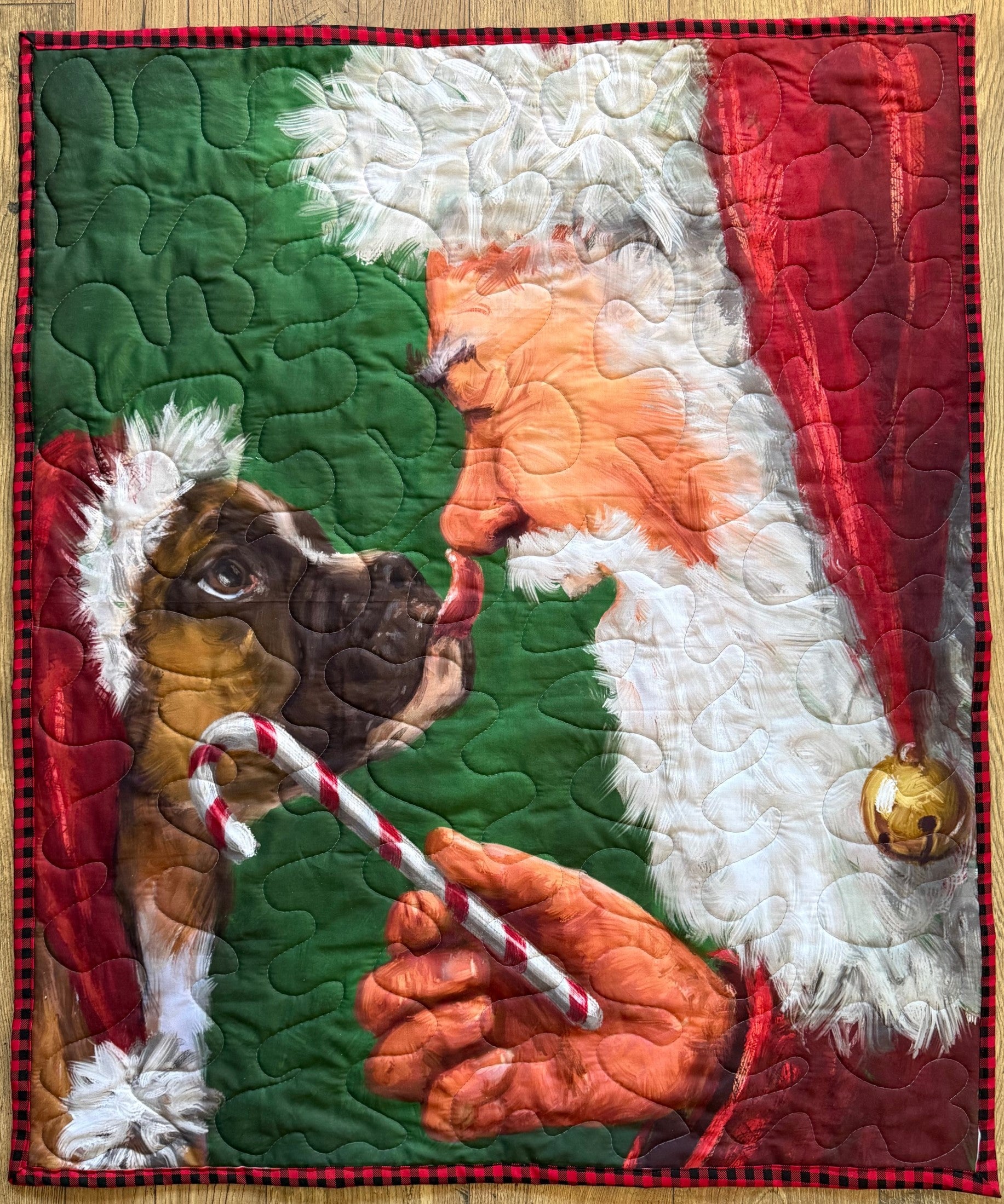 MERRY CHRISTMAS SANTA CLAUS WITH BOXER QUILTED BLANKET