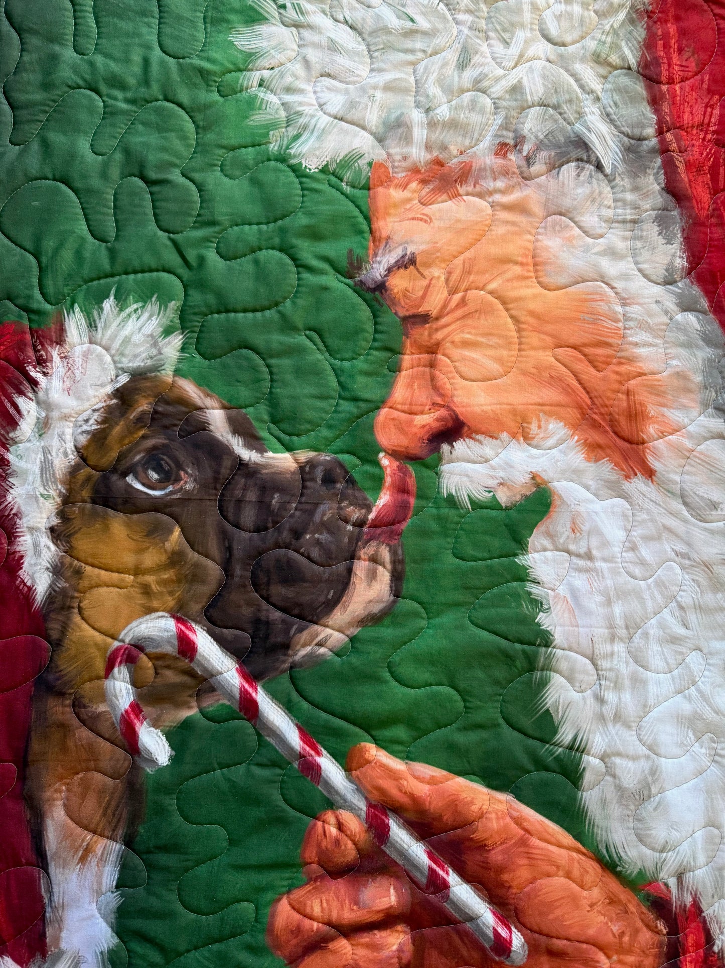 MERRY CHRISTMAS SANTA CLAUS WITH BOXER QUILTED BLANKET