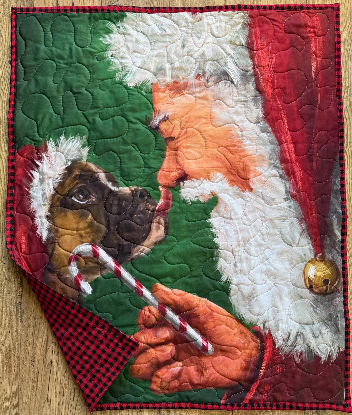 MERRY CHRISTMAS SANTA CLAUS WITH BOXER QUILTED BLANKET