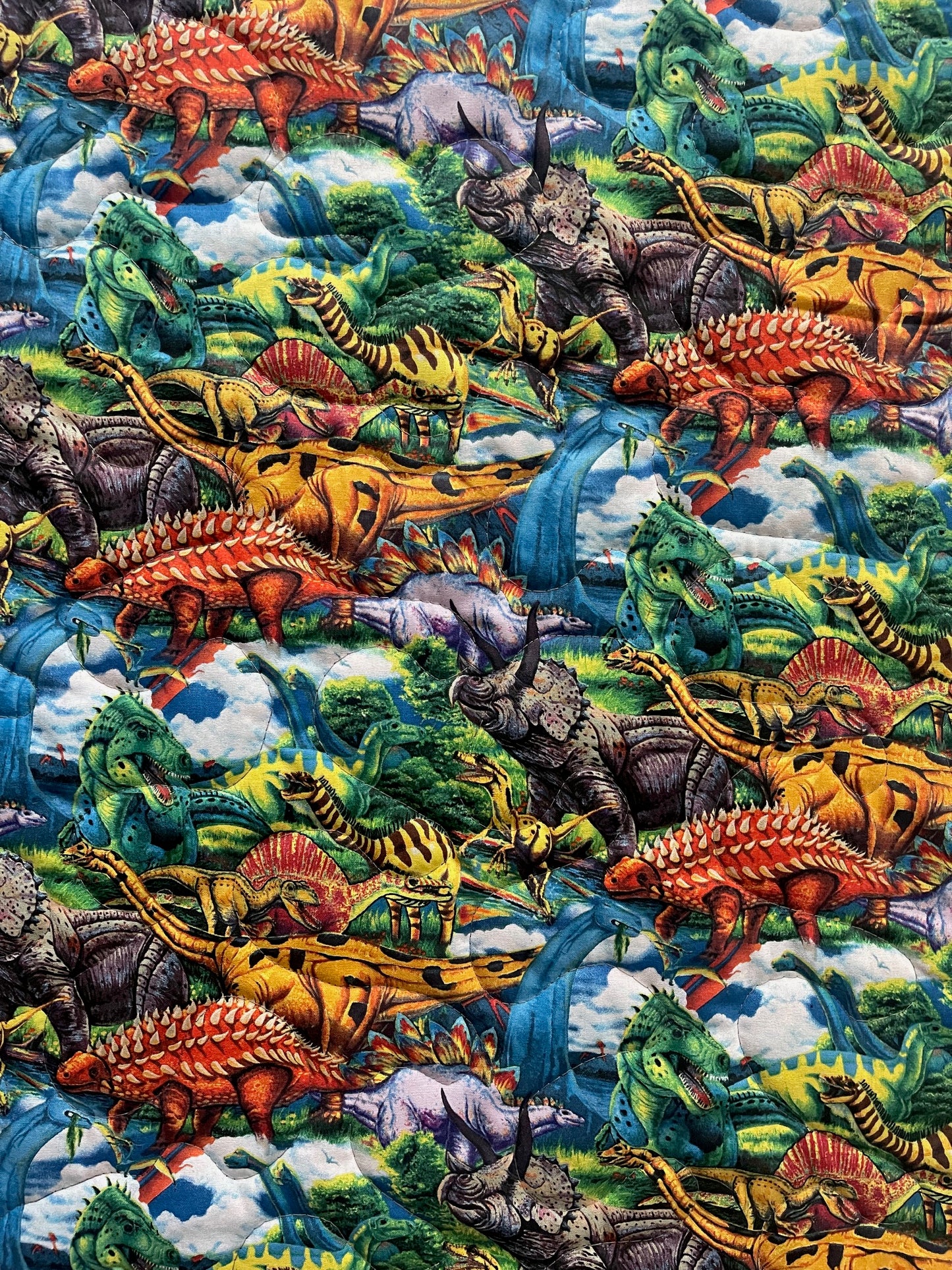 JURASSIC DINOSAURS INSPIRED QUILTED BLANKET