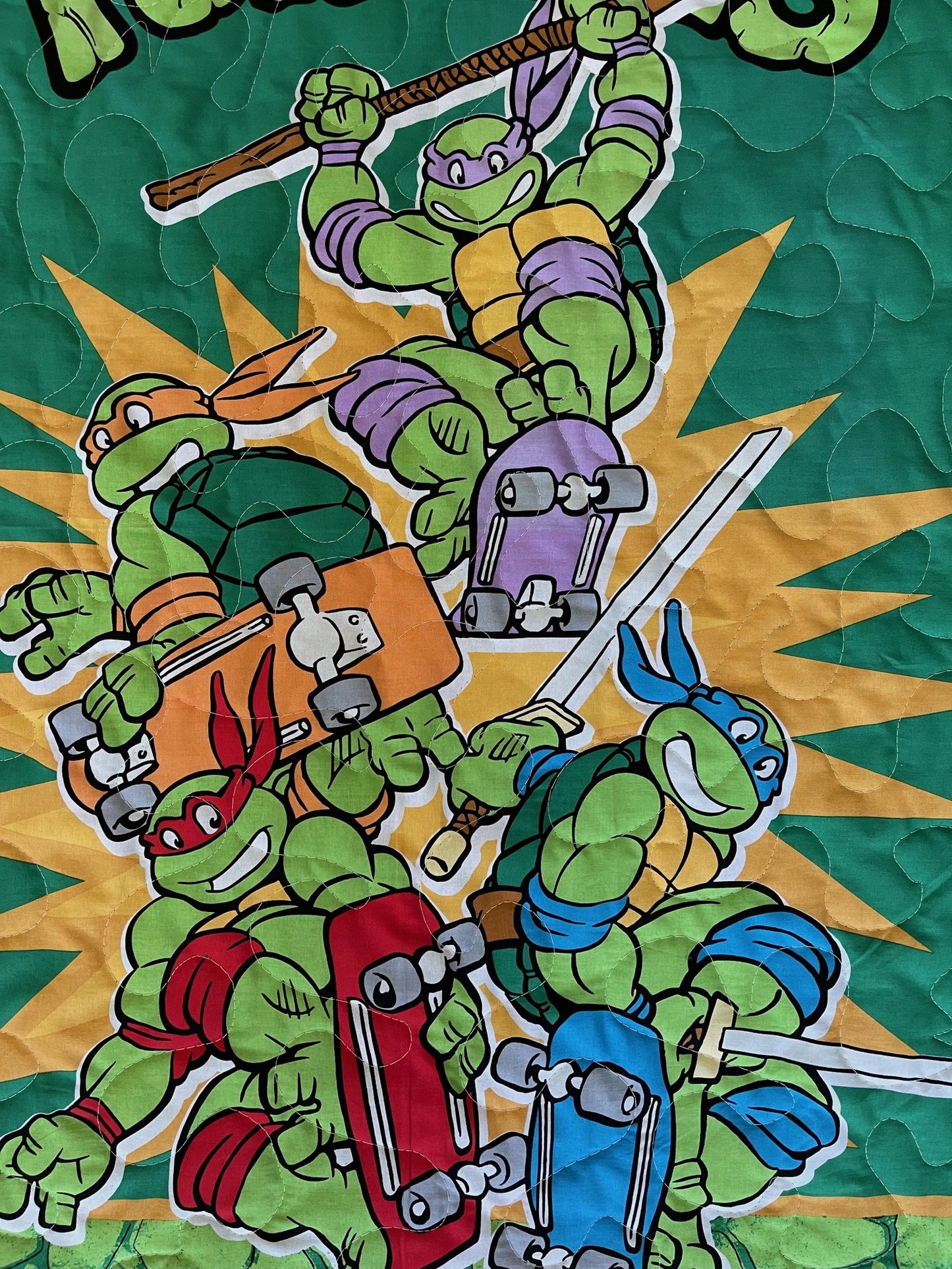 TEENAGE MUTANT NINJA TURTLES COWABUNGA SKATERBOARDERS TMNT INSPIRED QUILTED BLANKET