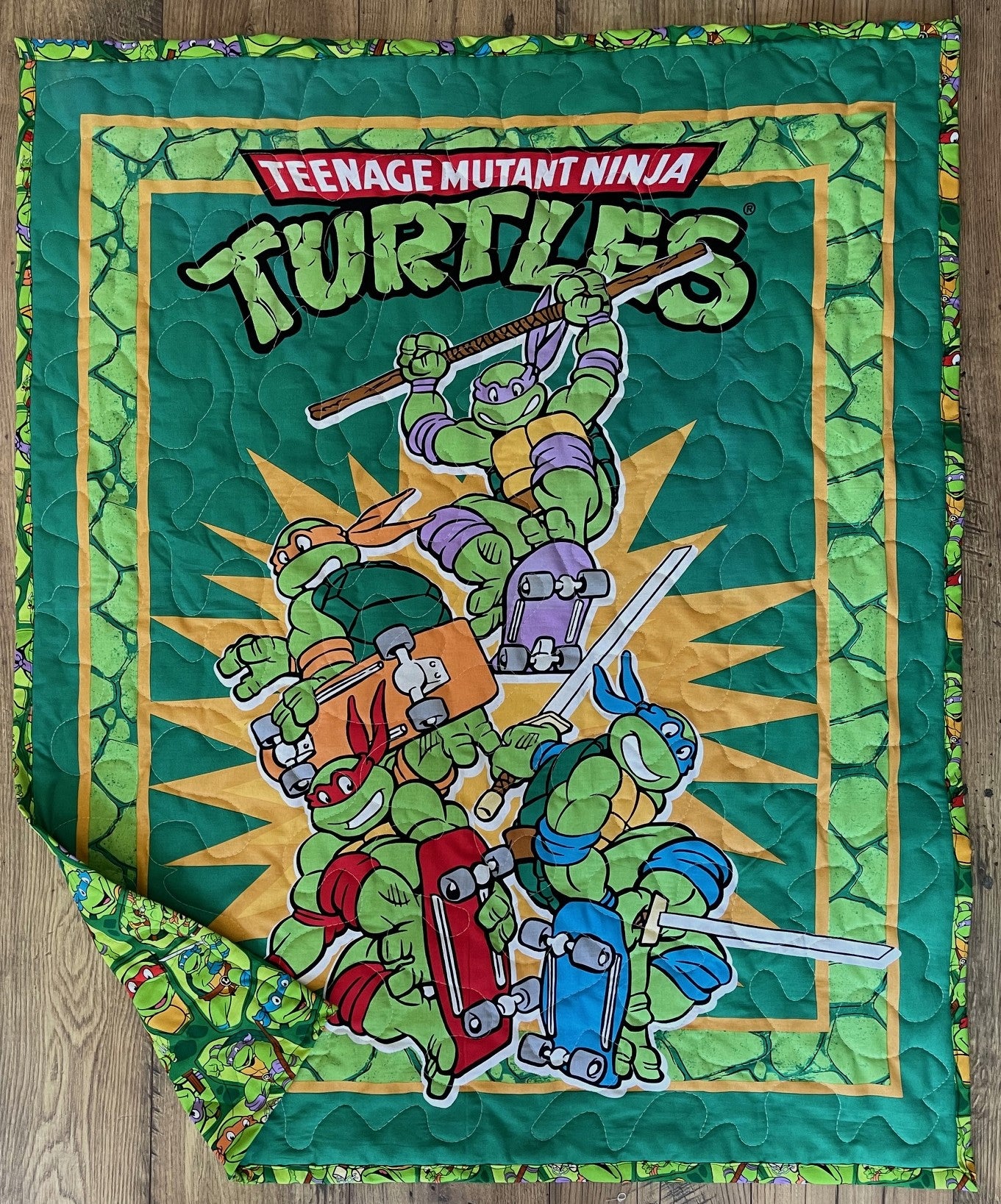 TEENAGE MUTANT NINJA TURTLES COWABUNGA SKATERBOARDERS TMNT INSPIRED QUILTED BLANKET