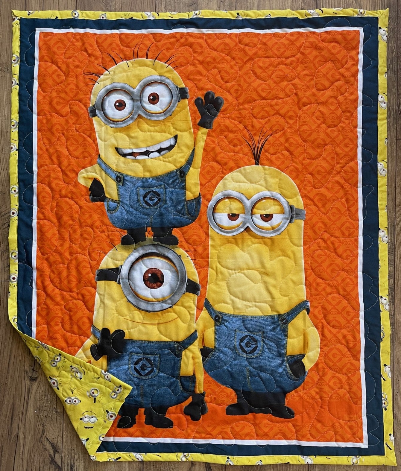 MINIONS, KEVIN, STUART & BOB DESPICABLE ME INSPIRED QUILTED BLANKET